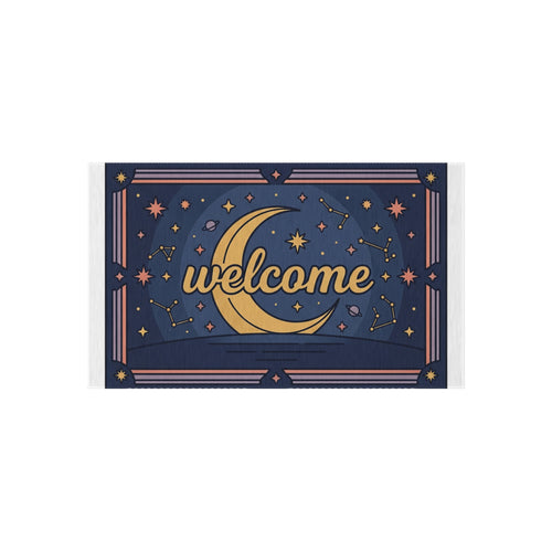 Crescent Moon Welcome Outdoor Rug | Star Constellation Doormat