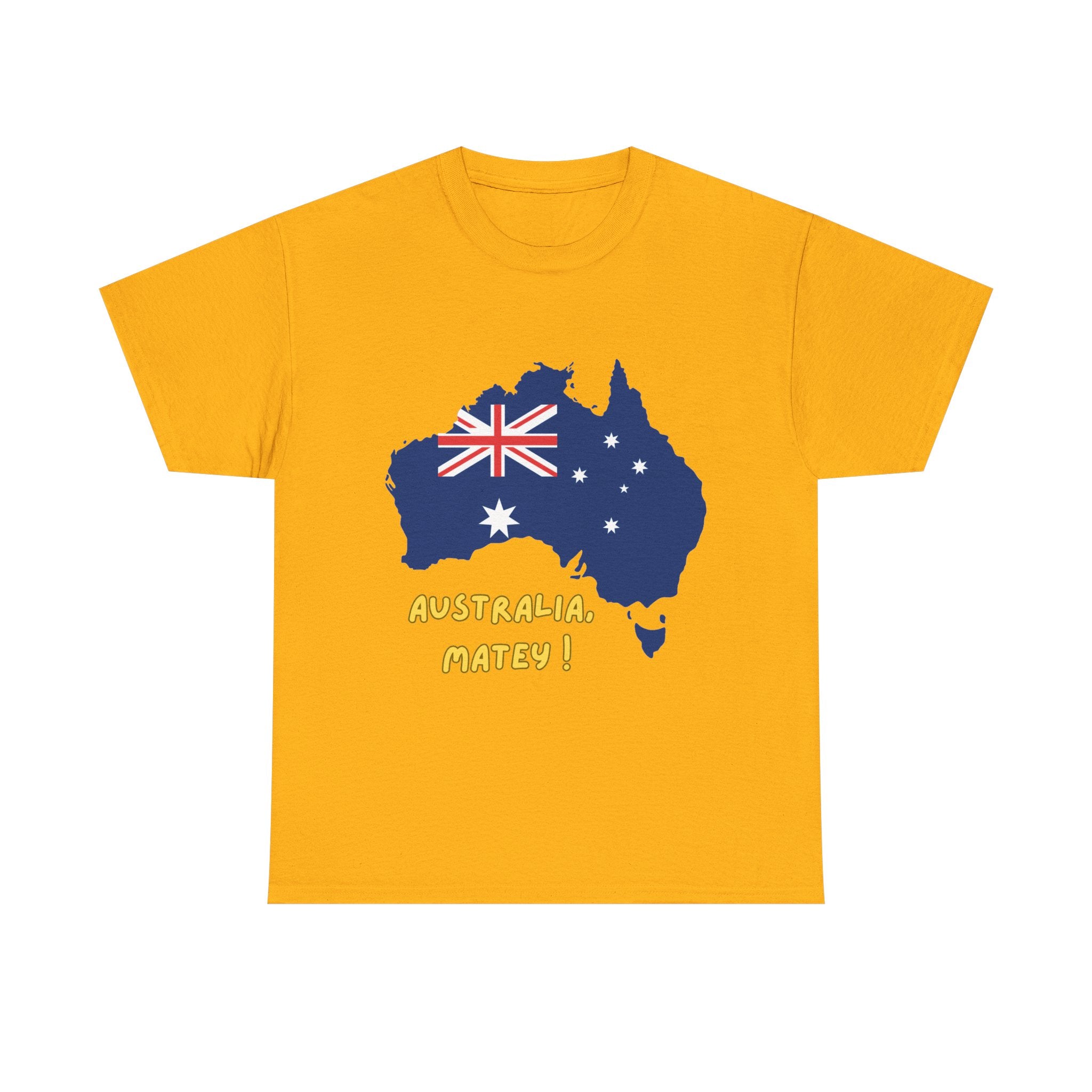 Australia Map Flag T‑Shirt – 'Australia Matey!' Patriotic Aussie Tee for Australia Day & Travel