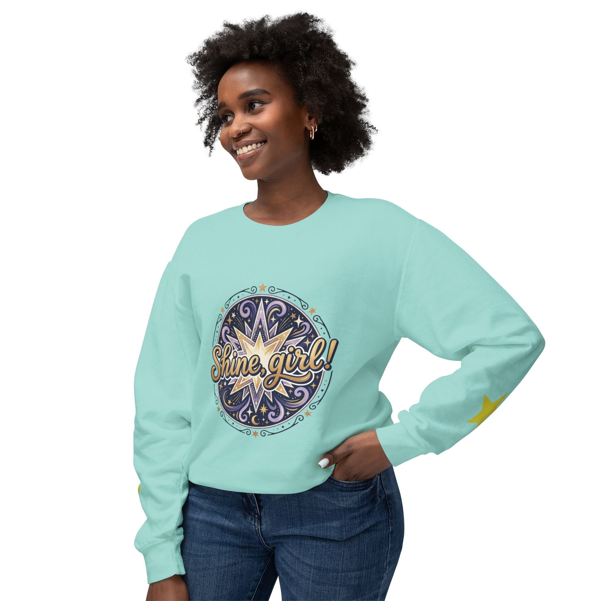 Shine Girl Crewneck Sweatshirt — Retro Star Graphic