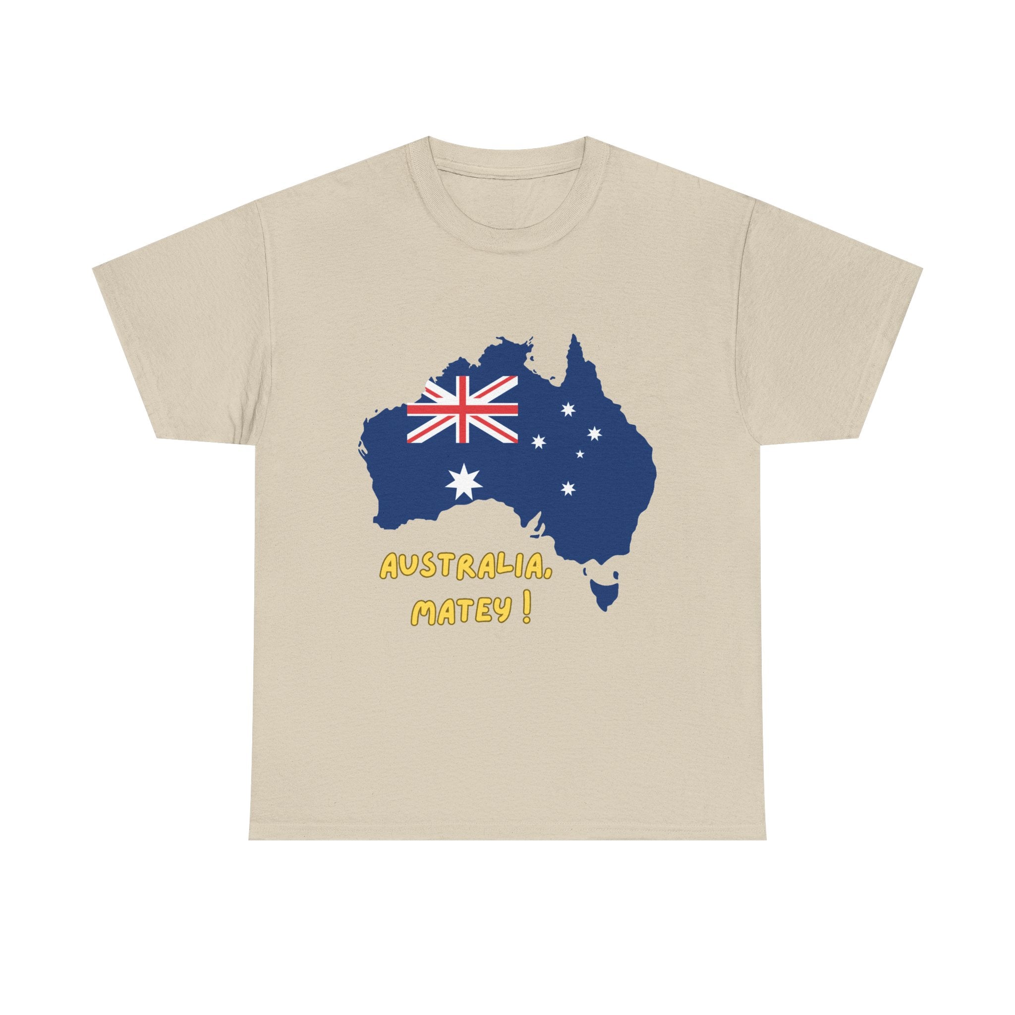 Australia Map Flag T‑Shirt – 'Australia Matey!' Patriotic Aussie Tee for Australia Day & Travel