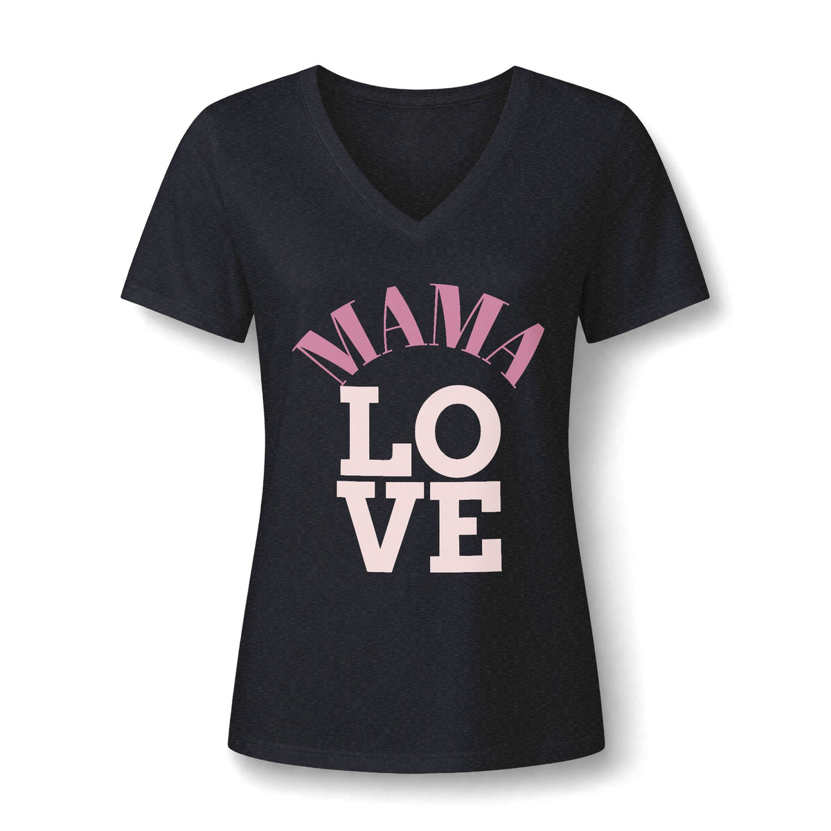 Mama Love V-Neck Tee — Women's Mother's Day Floral Typography Shirt