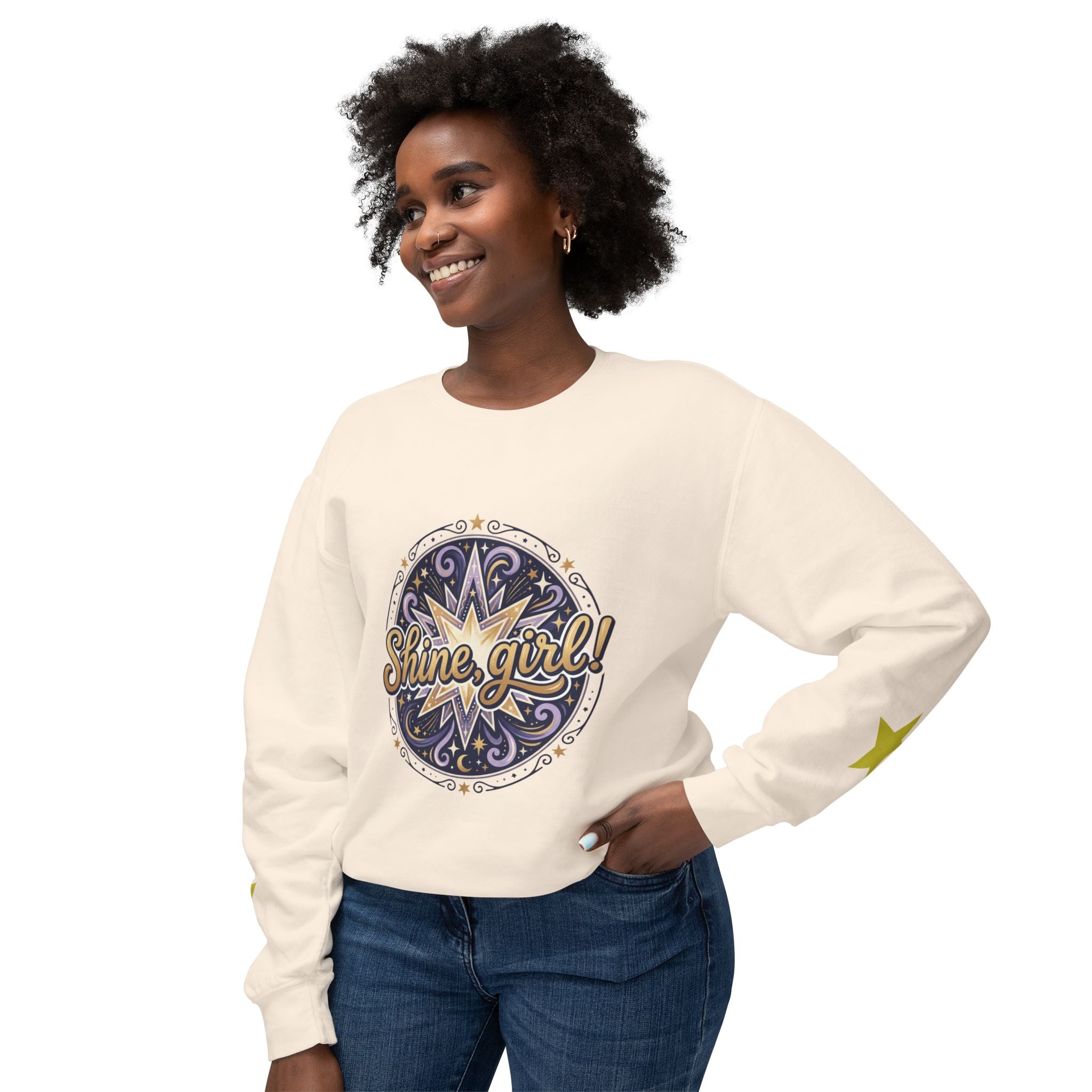 Shine Girl Crewneck Sweatshirt — Retro Star Graphic