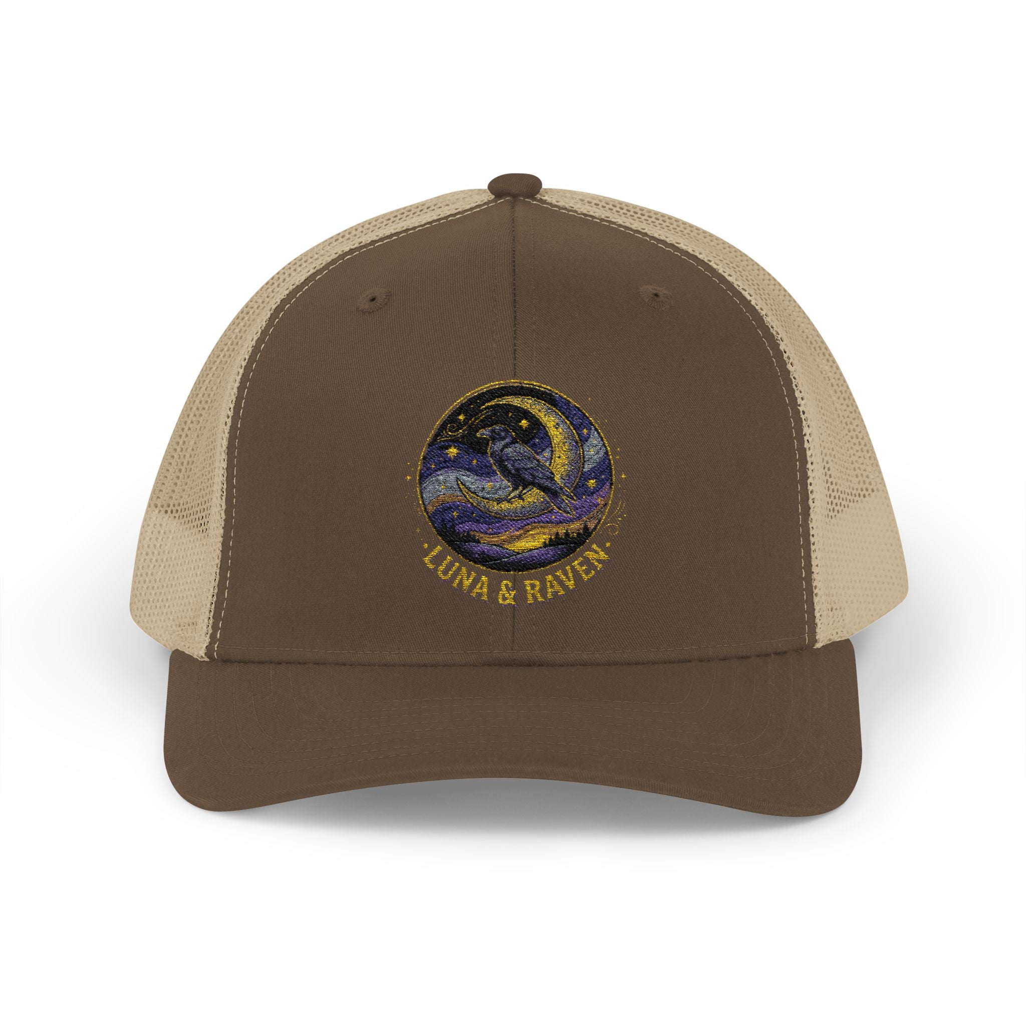 Luna & Raven Trucker Cap — Starry Night Embroidered Snapback