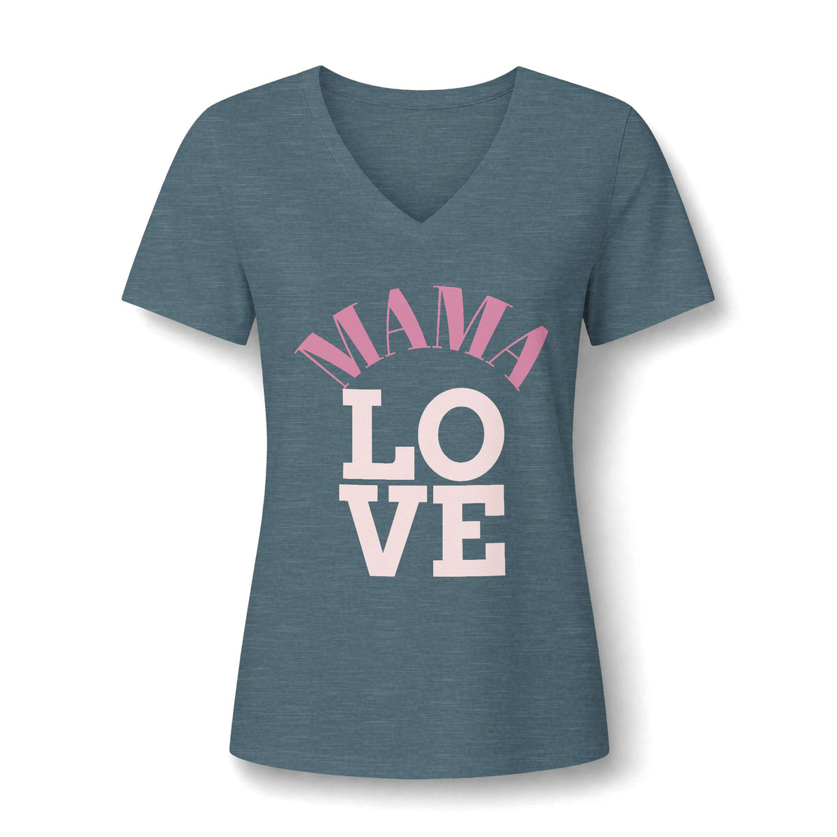Mama Love V-Neck Tee — Women's Mother's Day Floral Typography Shirt