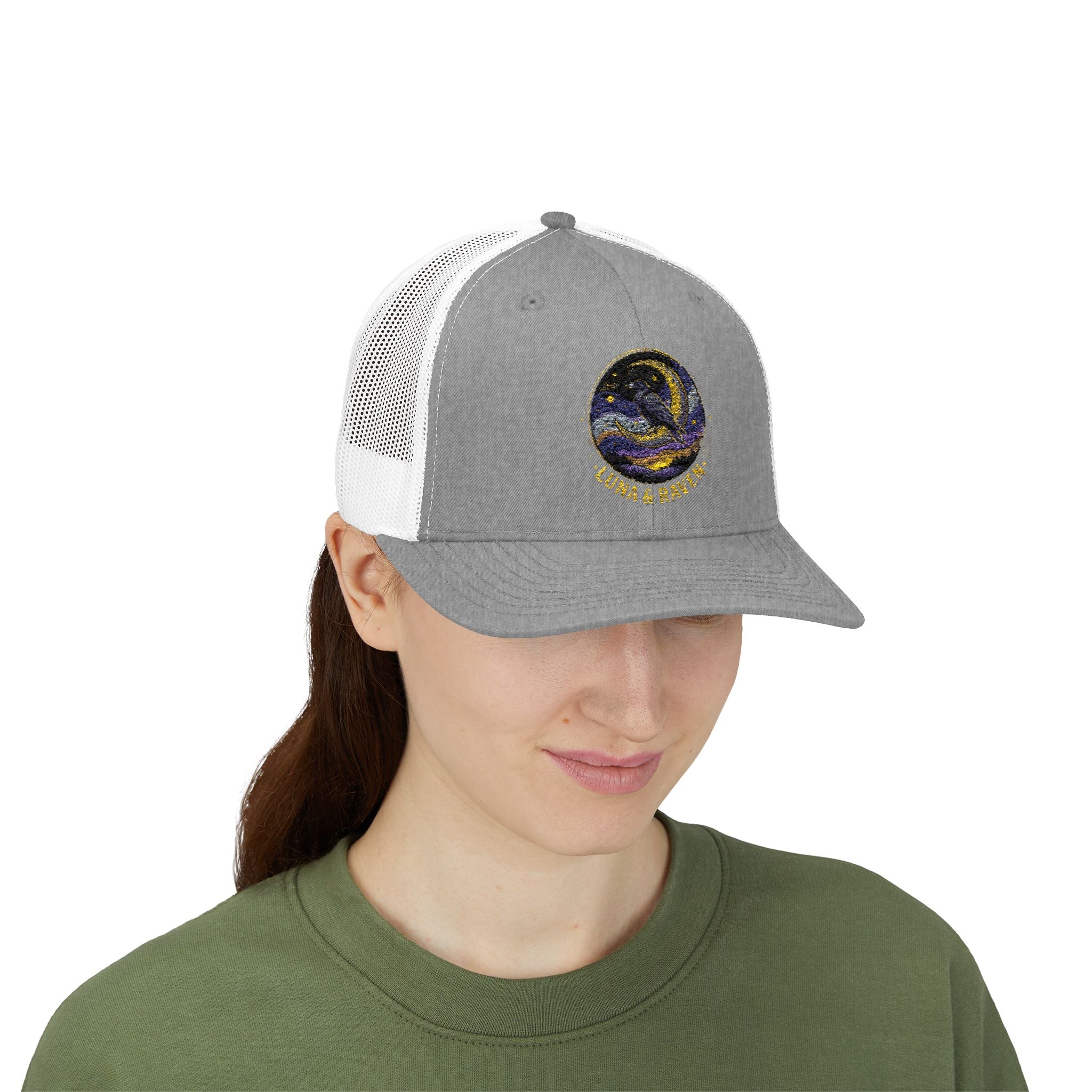 Luna & Raven Trucker Cap — Starry Night Embroidered Snapback