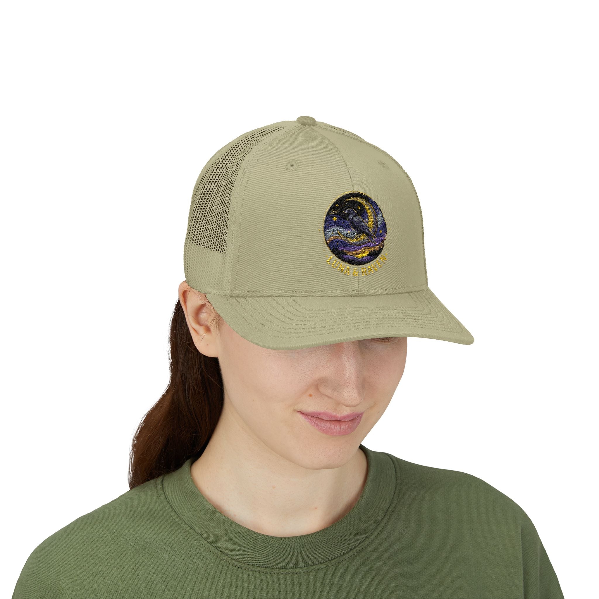 Luna & Raven Trucker Cap — Starry Night Embroidered Snapback