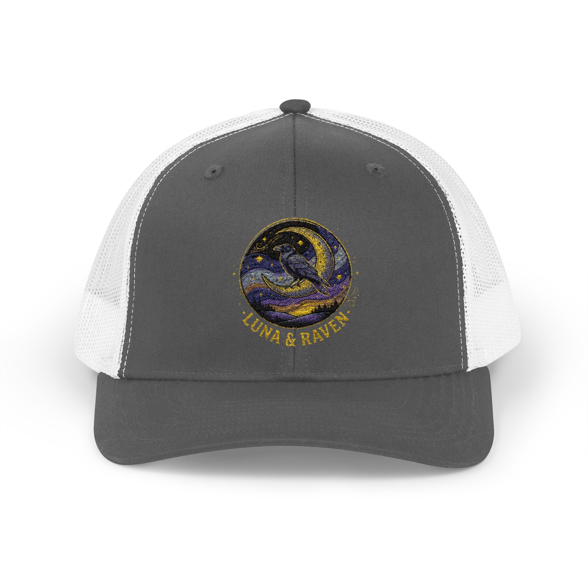 Luna & Raven Trucker Cap — Starry Night Embroidered Snapback