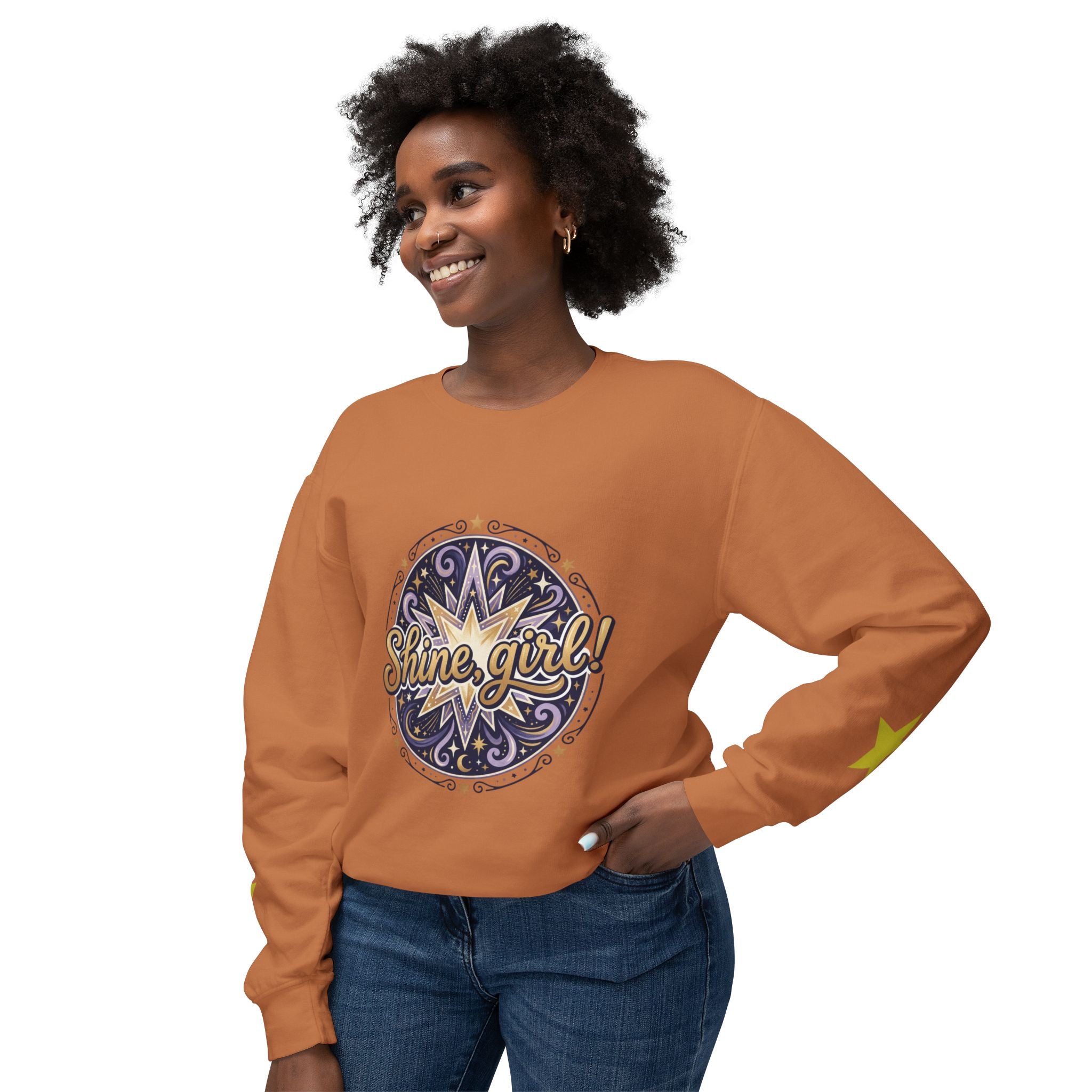 Shine Girl Crewneck Sweatshirt — Retro Star Graphic