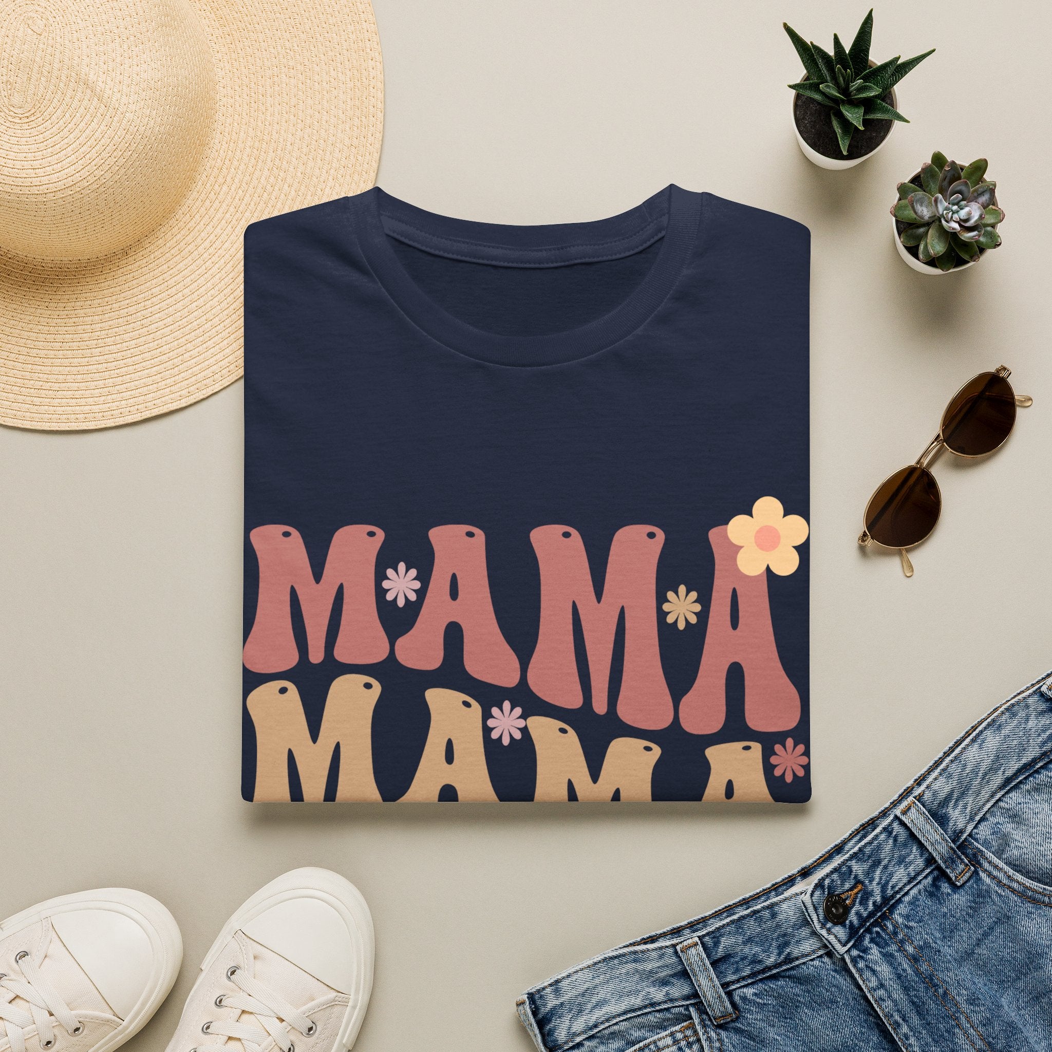 Mama Retro Floral Tee — ’MAMA’ Graphic Women’s T-Shirt
