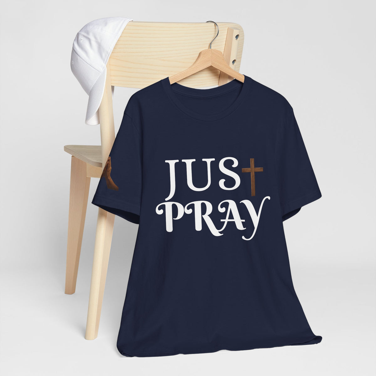 Just Pray T‑Shirt — Christian Faith Tee with Cross Design