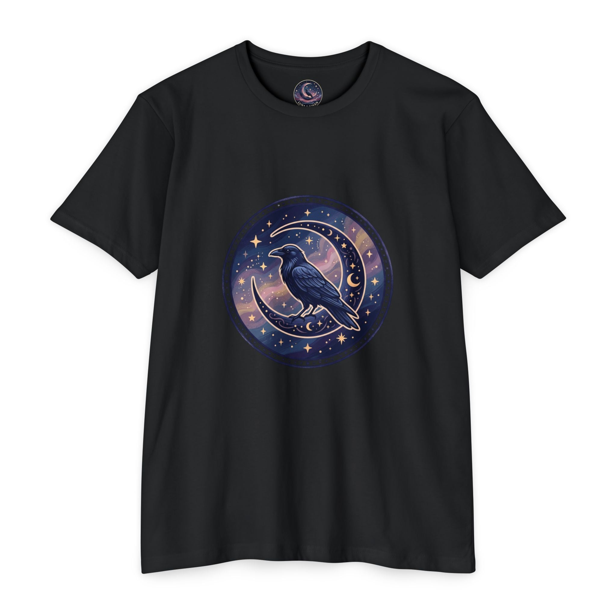 Mystic Raven Moon T-Shirt — Celestial Crow Graphic Tee