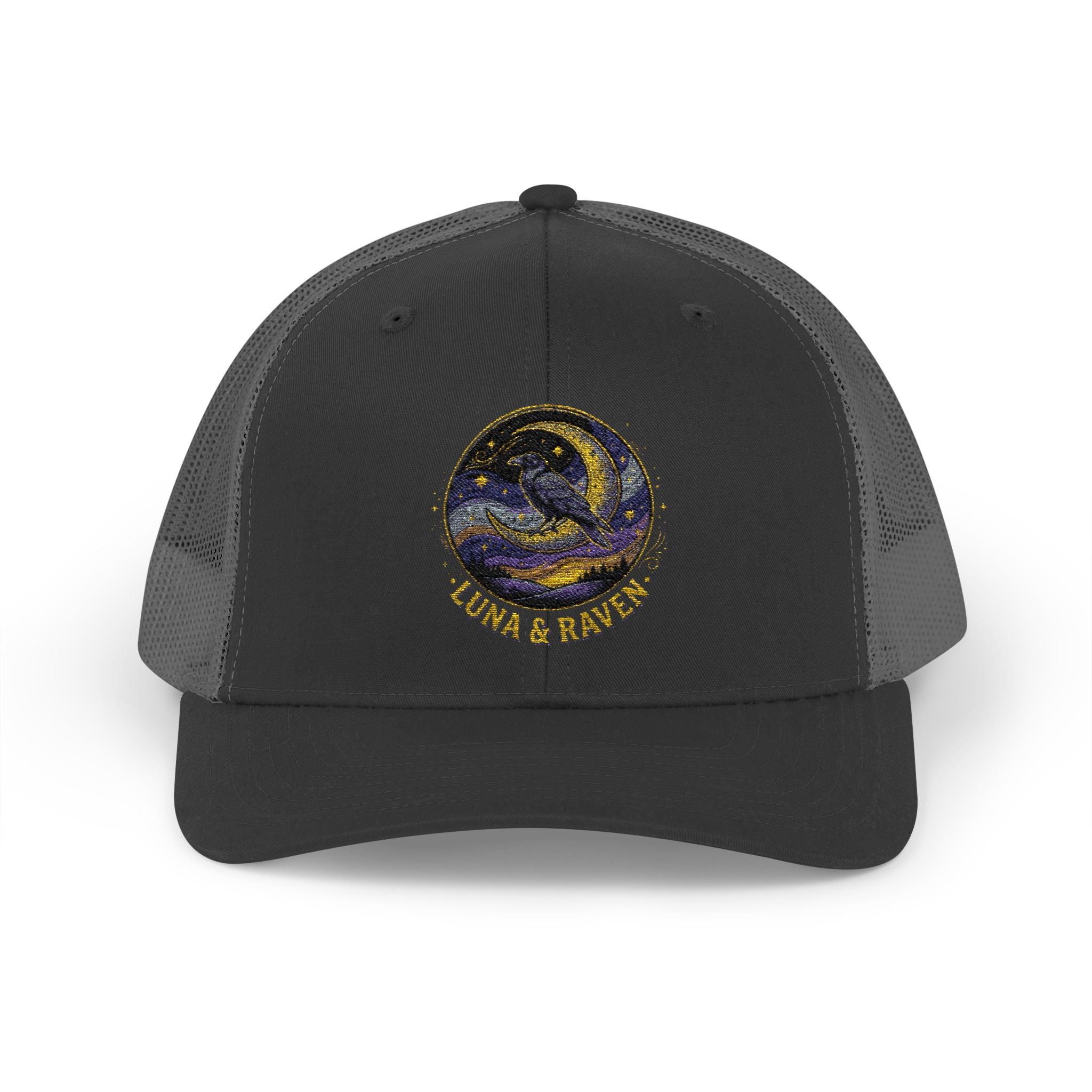 Luna & Raven Trucker Cap — Starry Night Embroidered Snapback