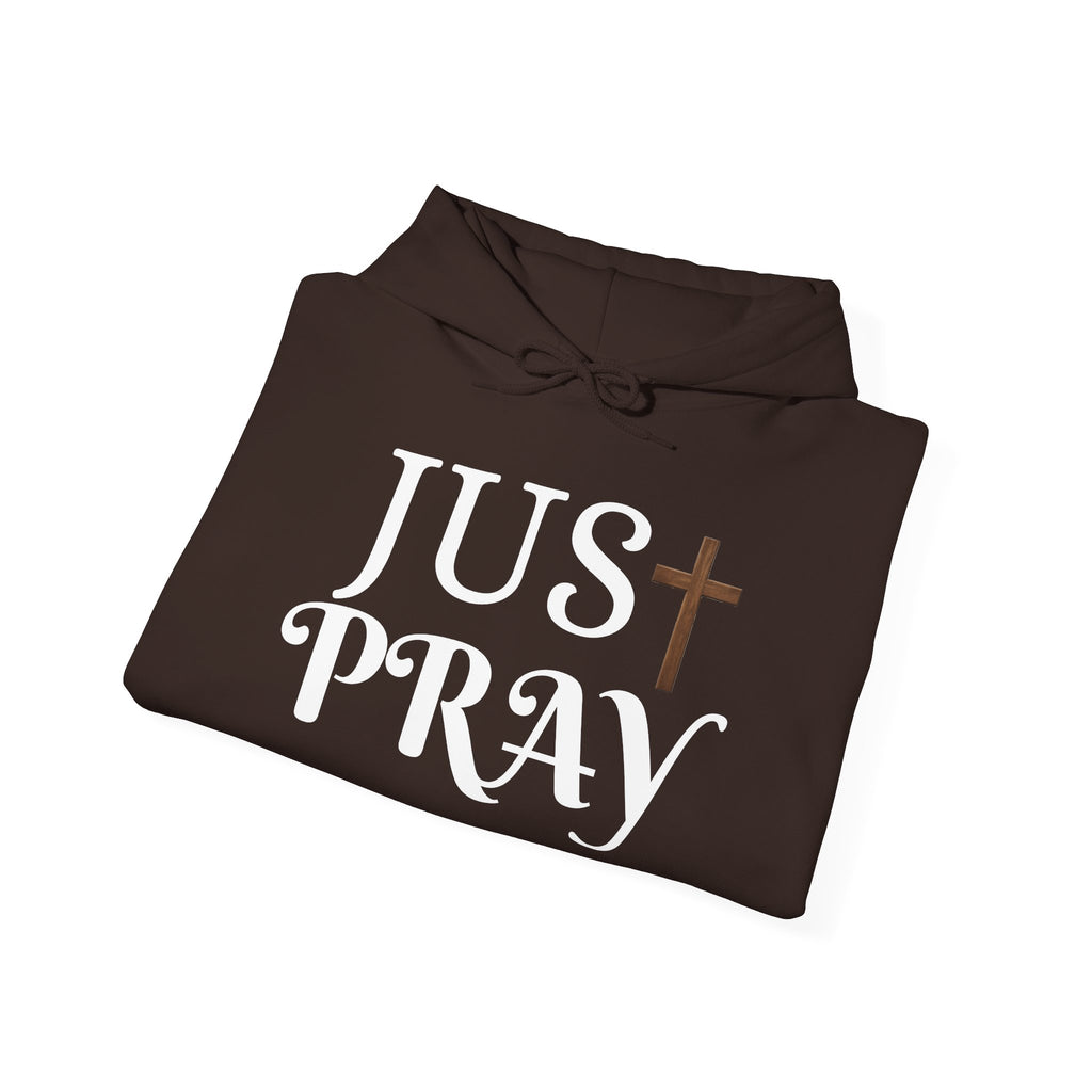 Just Pray Hoodie — Christian Faith Hoodie with Cross & Praying Hands