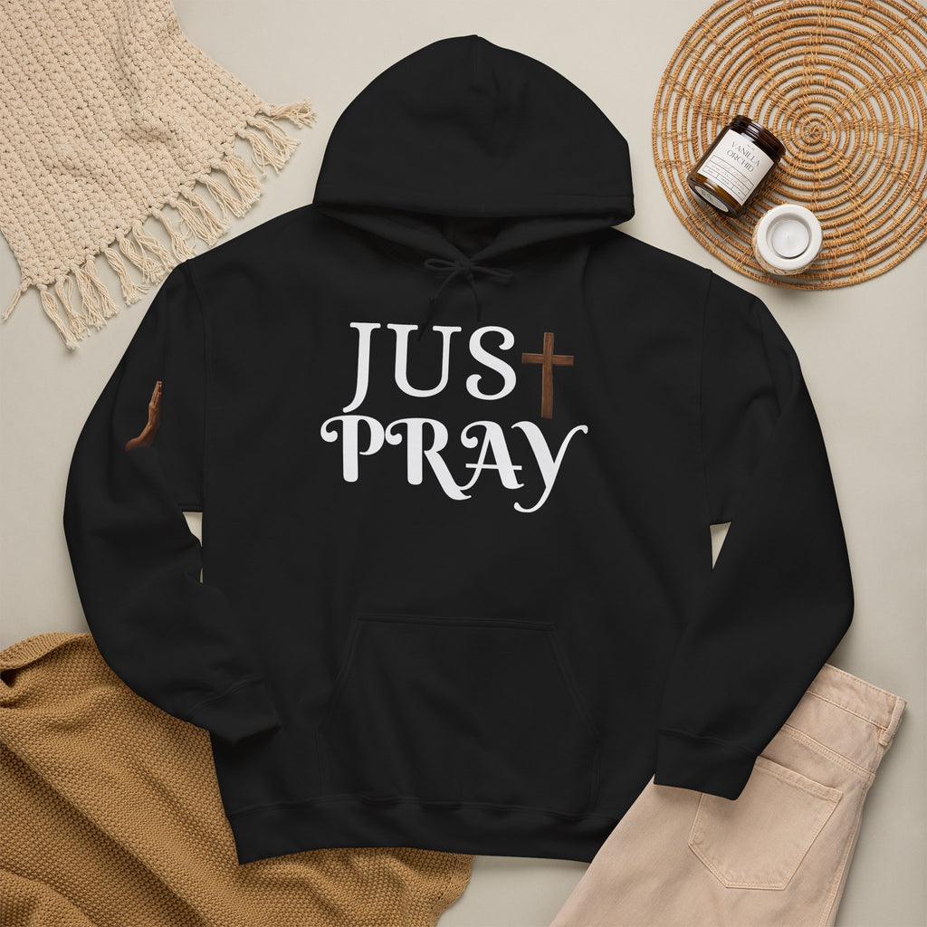 Just Pray Hoodie — Christian Faith Hoodie with Cross & Praying Hands