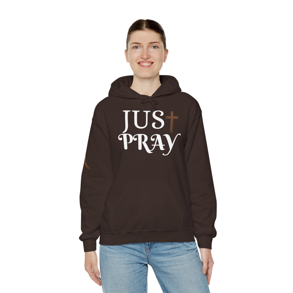 Just Pray Hoodie — Christian Faith Hoodie with Cross & Praying Hands