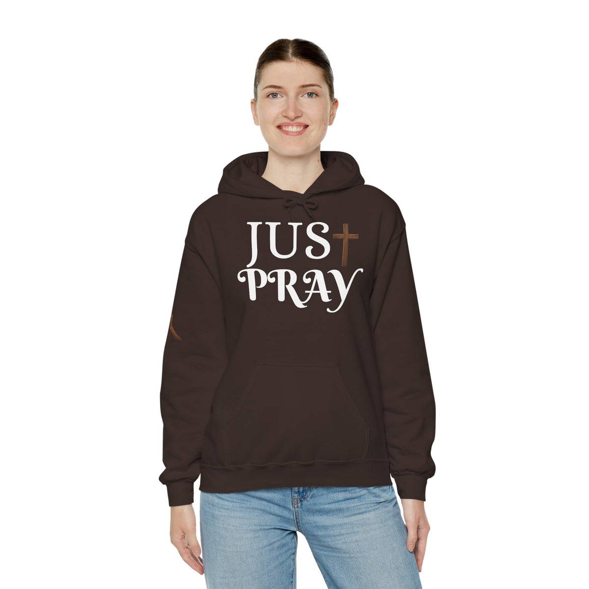 Just Pray Hoodie — Christian Faith Hoodie with Cross & Praying Hands