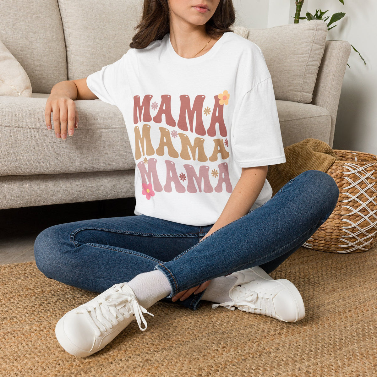 Mama Retro Floral Tee — ’MAMA’ Graphic Women’s T-Shirt