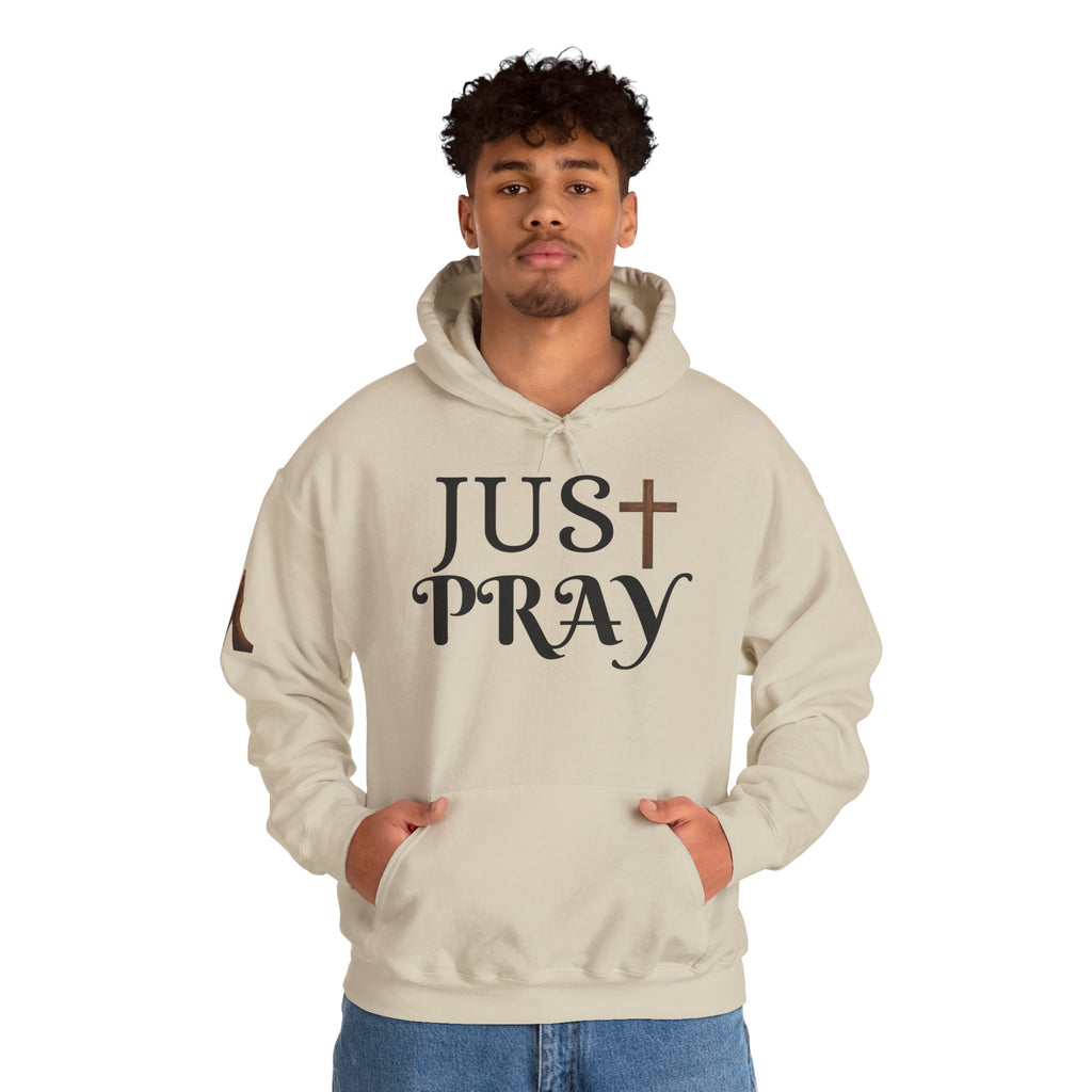 Just Pray Hoodie — Christian Faith Hoodie with Cross & Praying Hands