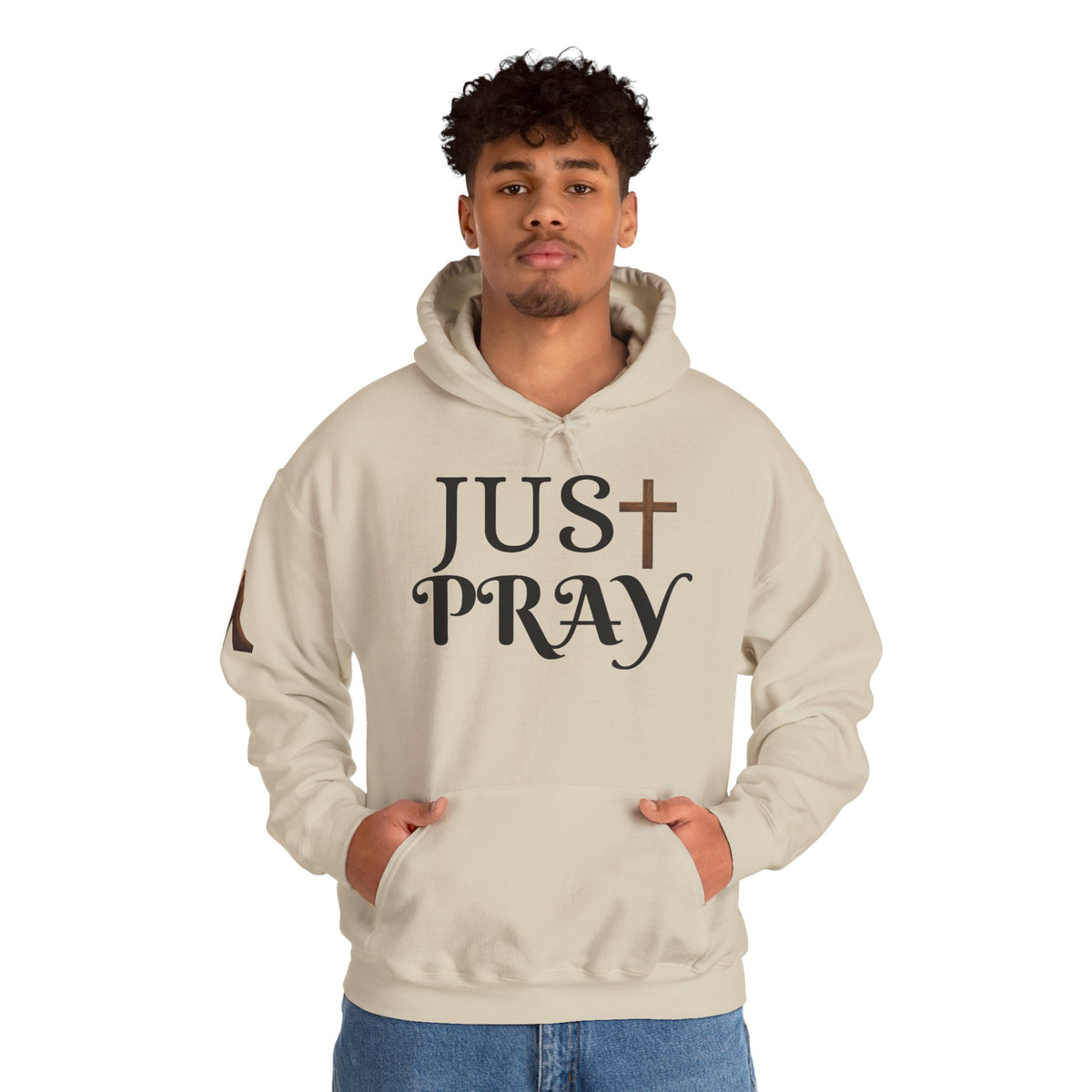 Just Pray Hoodie — Christian Faith Hoodie with Cross & Praying Hands