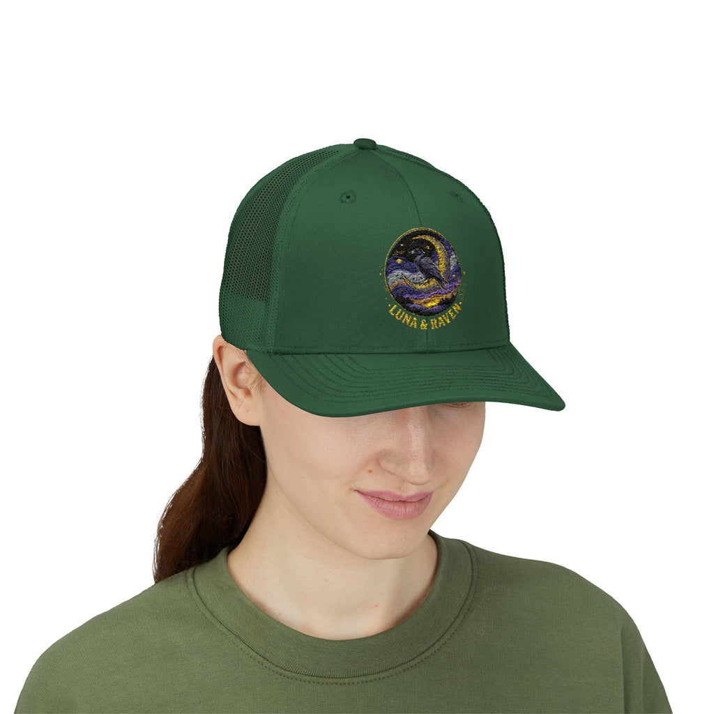 Luna & Raven Trucker Cap — Starry Night Embroidered Snapback