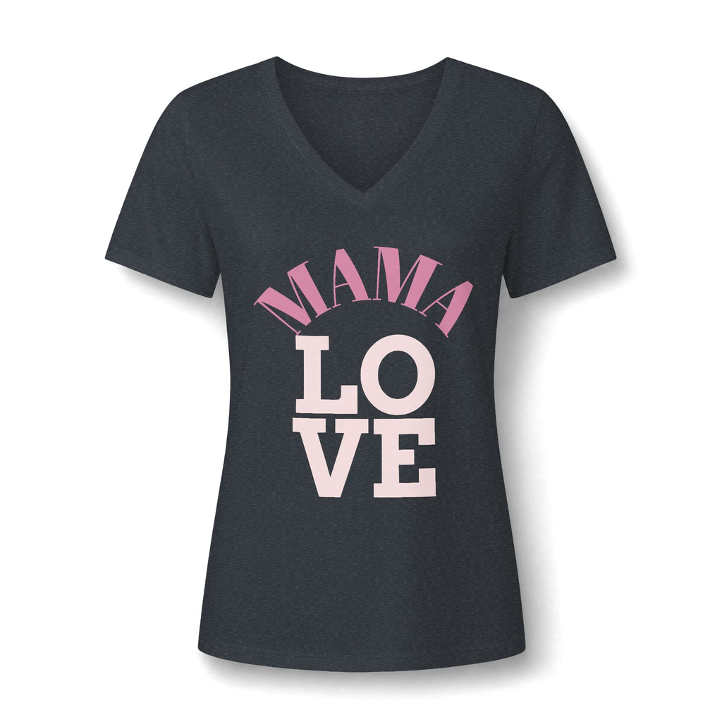 Mama Love V-Neck Tee — Women's Mother's Day Floral Typography Shirt