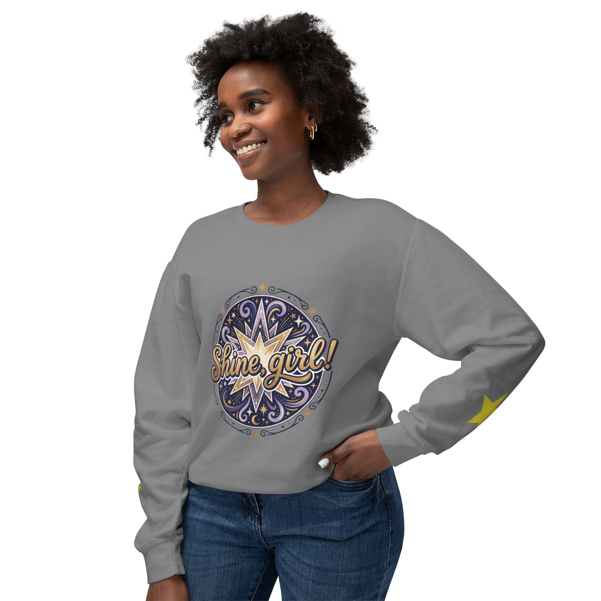 Shine Girl Crewneck Sweatshirt — Retro Star Graphic