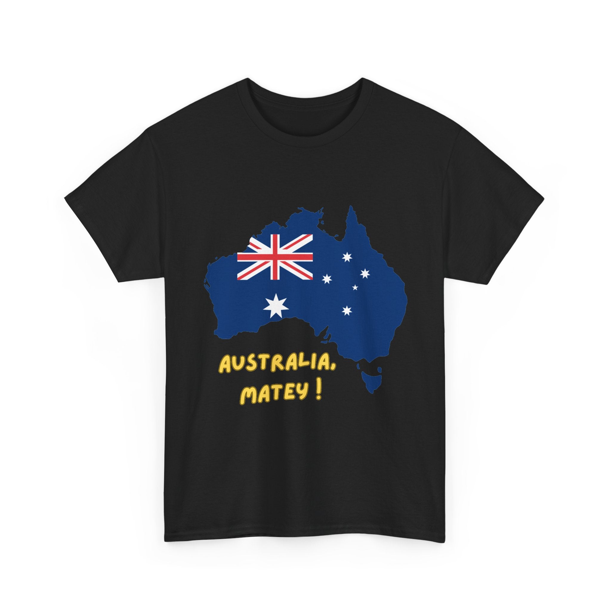 Australia Map Flag T‑Shirt – 'Australia Matey!' Patriotic Aussie Tee for Australia Day & Travel