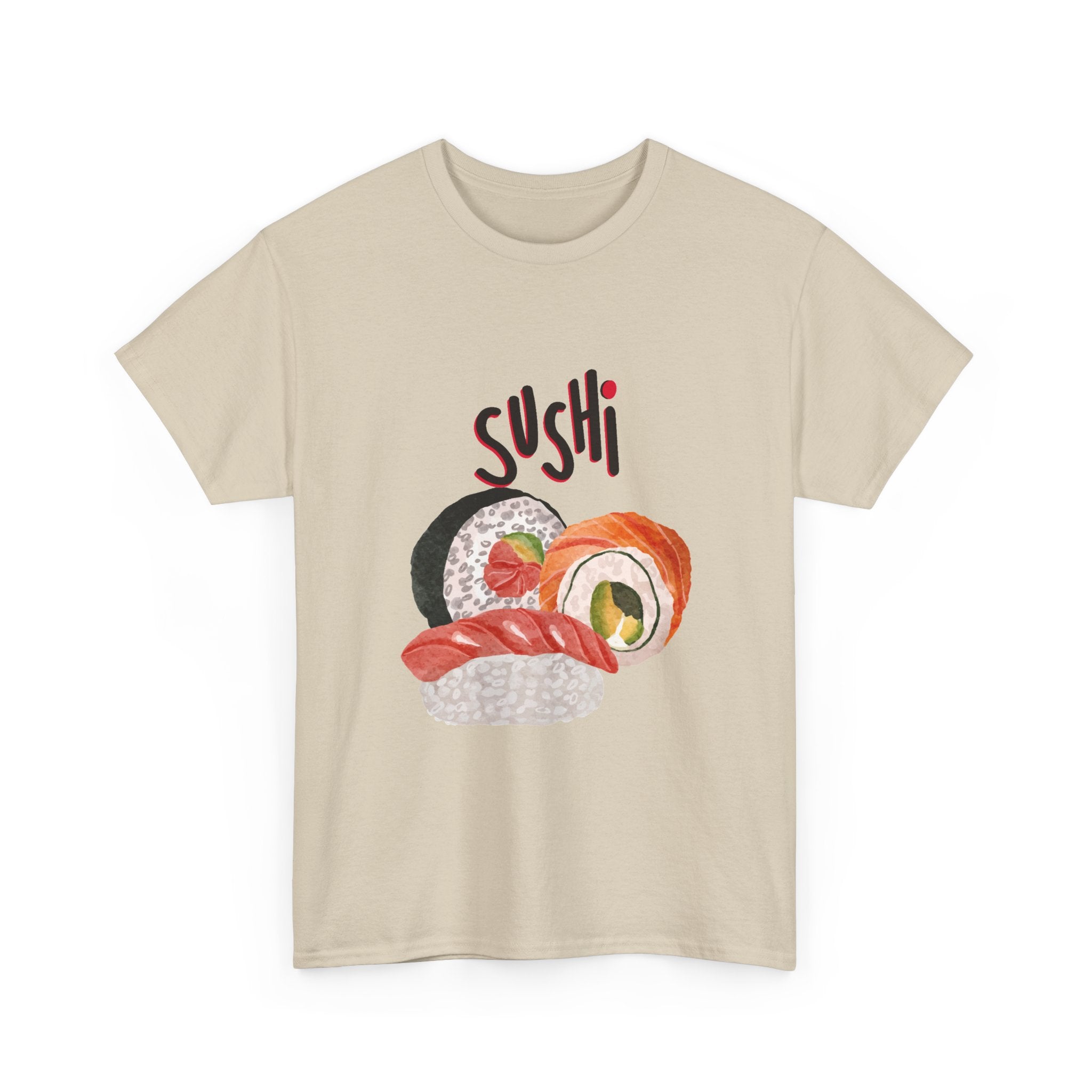 Sushi Graphic Tee — Cute Watercolor Sushi Roll & Nigiri T-Shirt