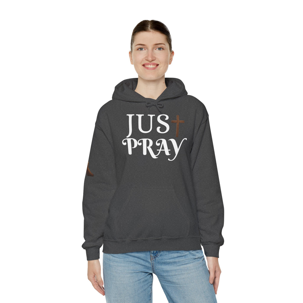 Just Pray Hoodie — Christian Faith Hoodie with Cross & Praying Hands