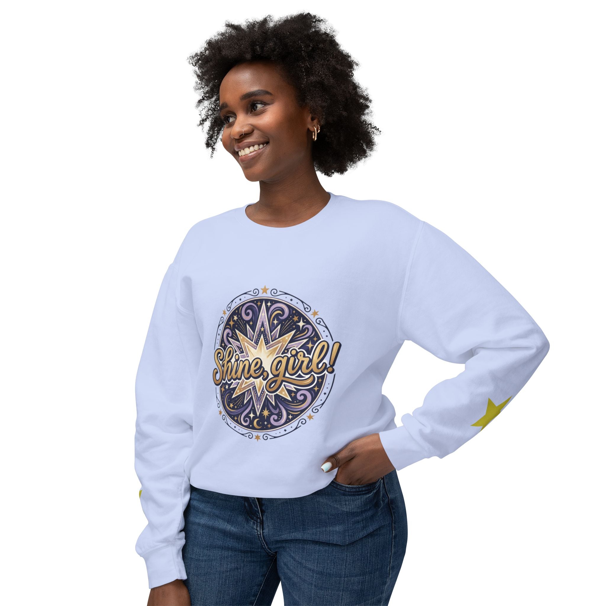 Shine Girl Crewneck Sweatshirt — Retro Star Graphic