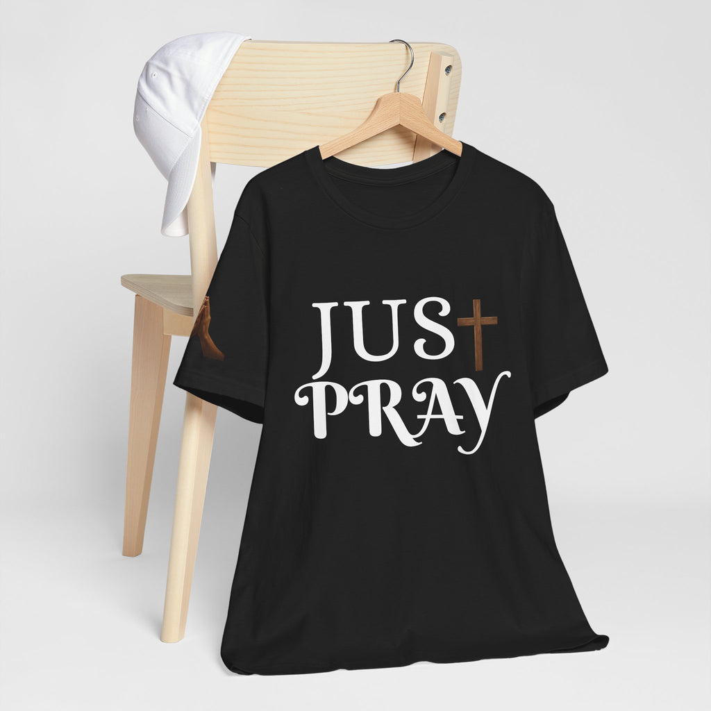 Just Pray T‑Shirt — Christian Faith Tee with Cross Design