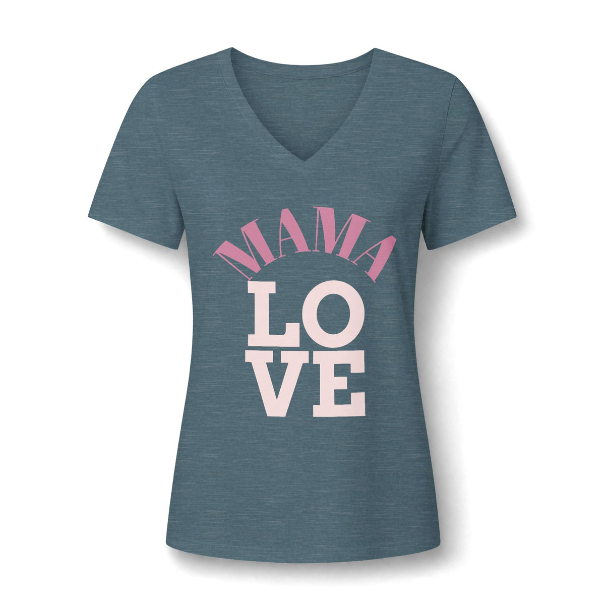 Mama Love V-Neck Tee — Women's Mother's Day Floral Typography Shirt