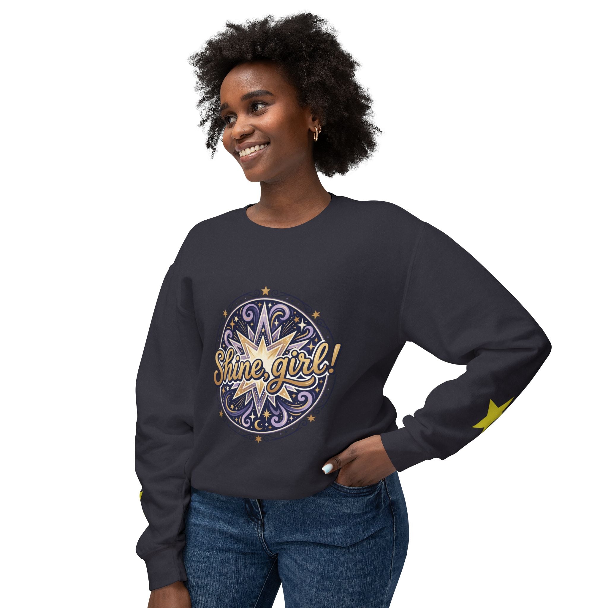 Shine Girl Crewneck Sweatshirt — Retro Star Graphic