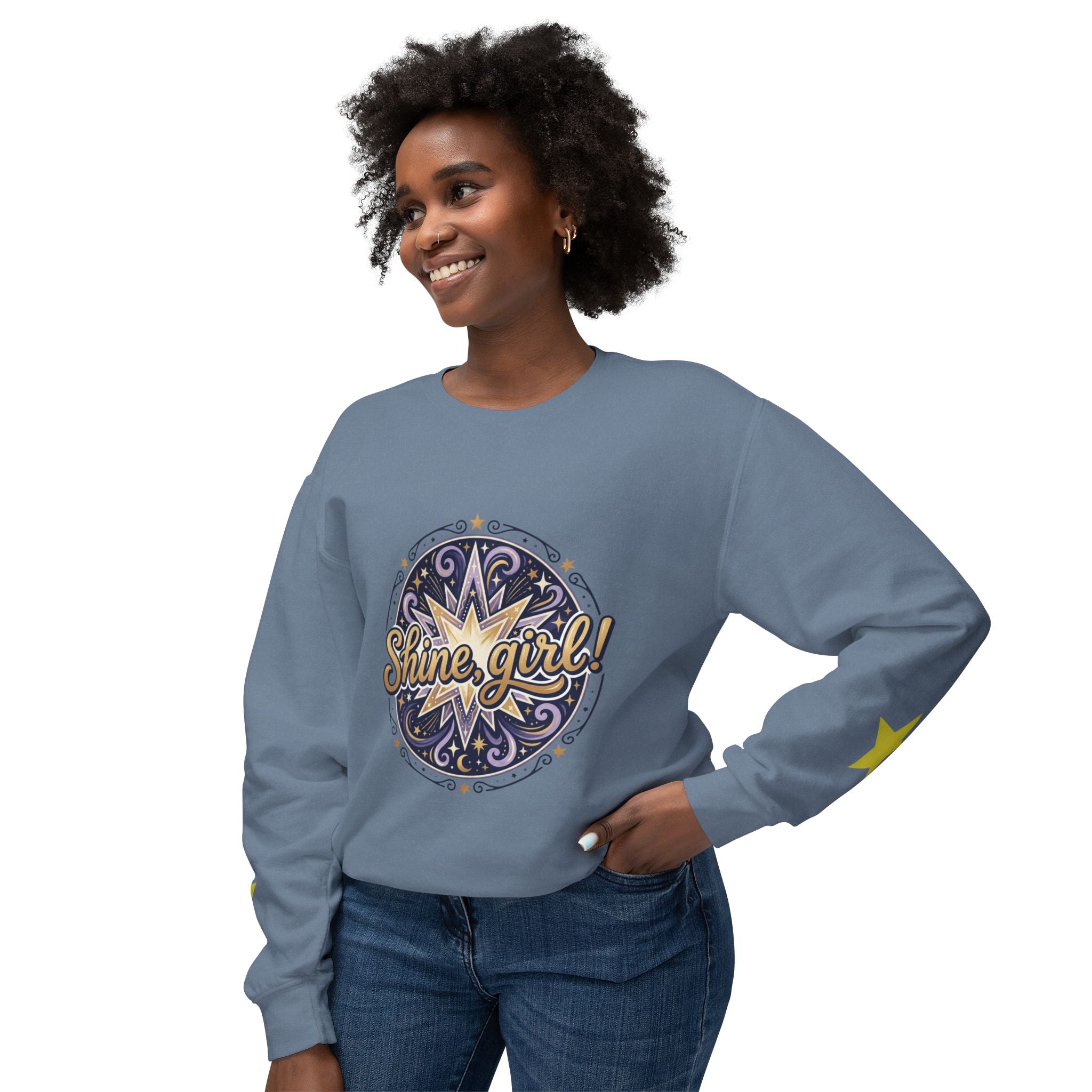 Shine Girl Crewneck Sweatshirt — Retro Star Graphic