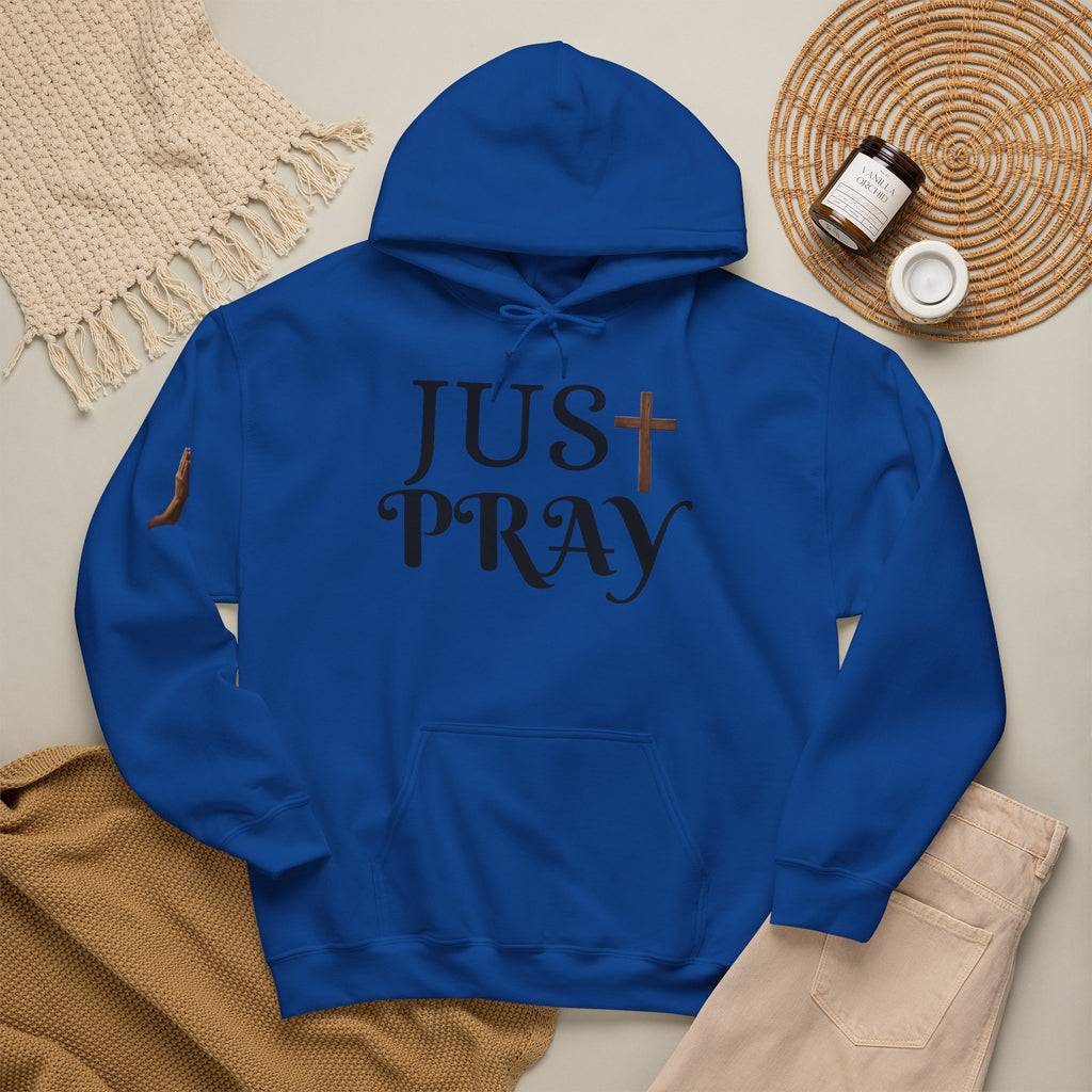 Just Pray Hoodie — Christian Faith Hoodie with Cross & Praying Hands