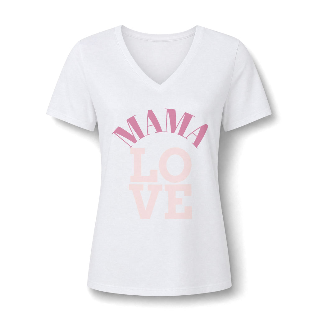 Mama Love V-Neck Tee — Women's Mother's Day Floral Typography Shirt