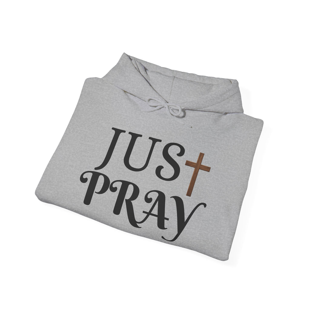 Just Pray Hoodie — Christian Faith Hoodie with Cross & Praying Hands