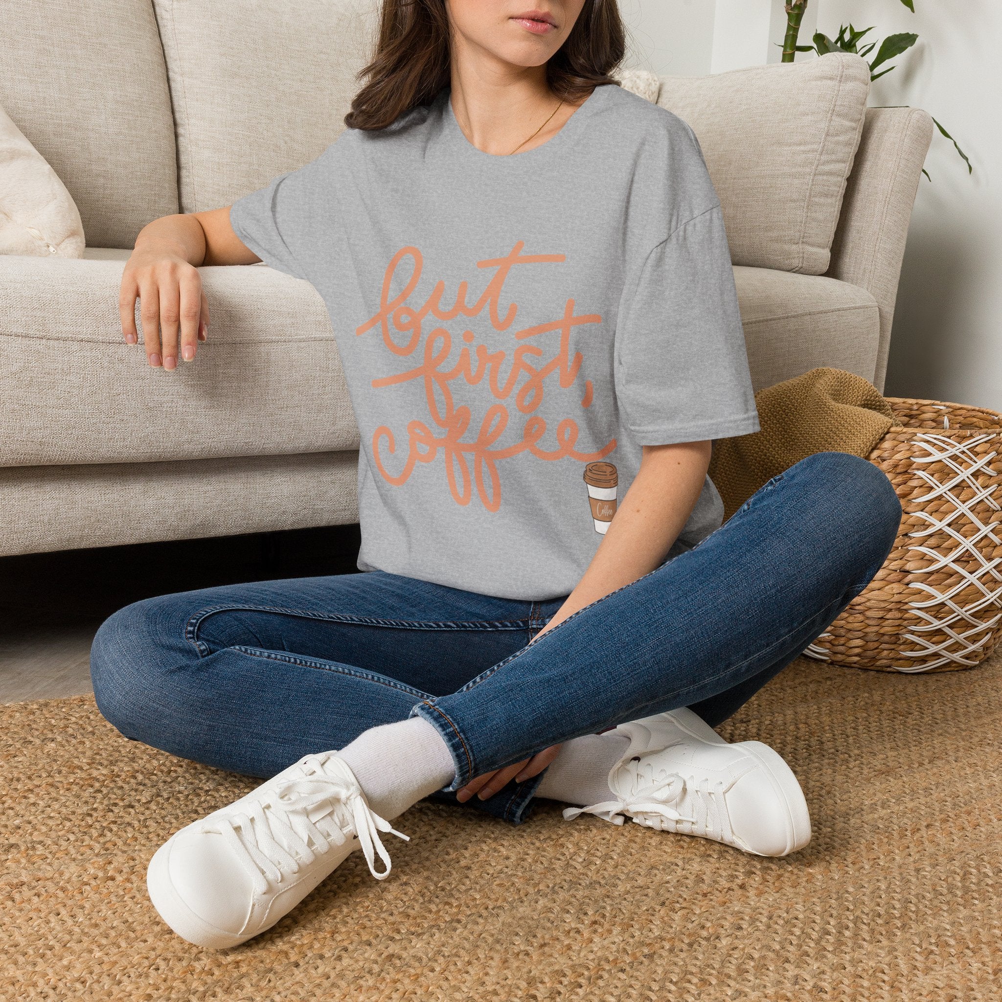 But First Coffee T‑Shirt — 'But First, Coffee' Script Tee for Coffee Lovers