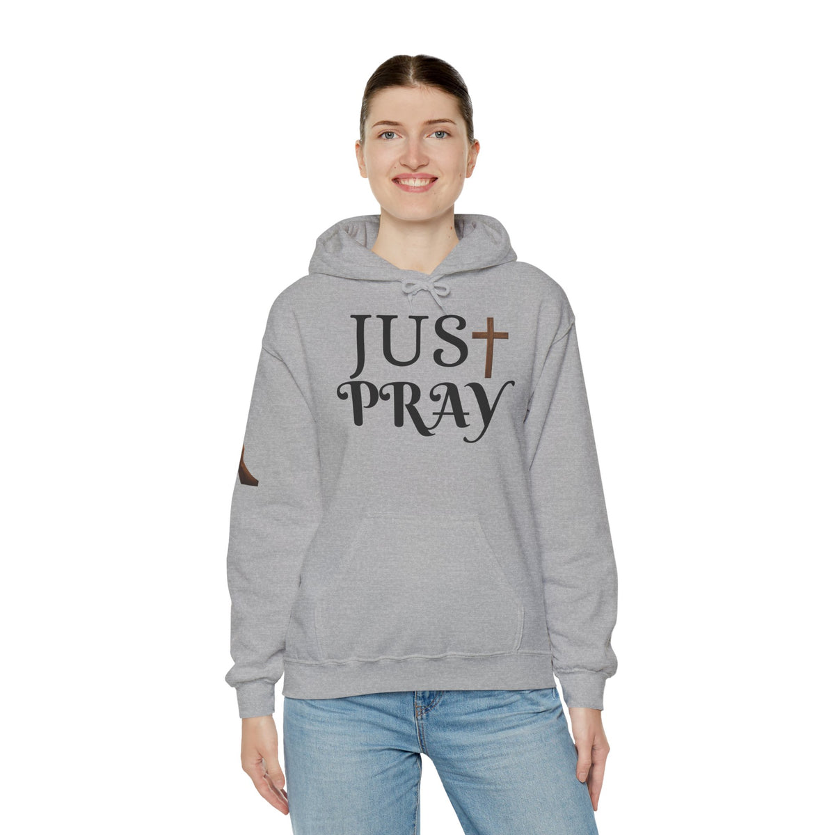Just Pray Hoodie — Christian Faith Hoodie with Cross & Praying Hands