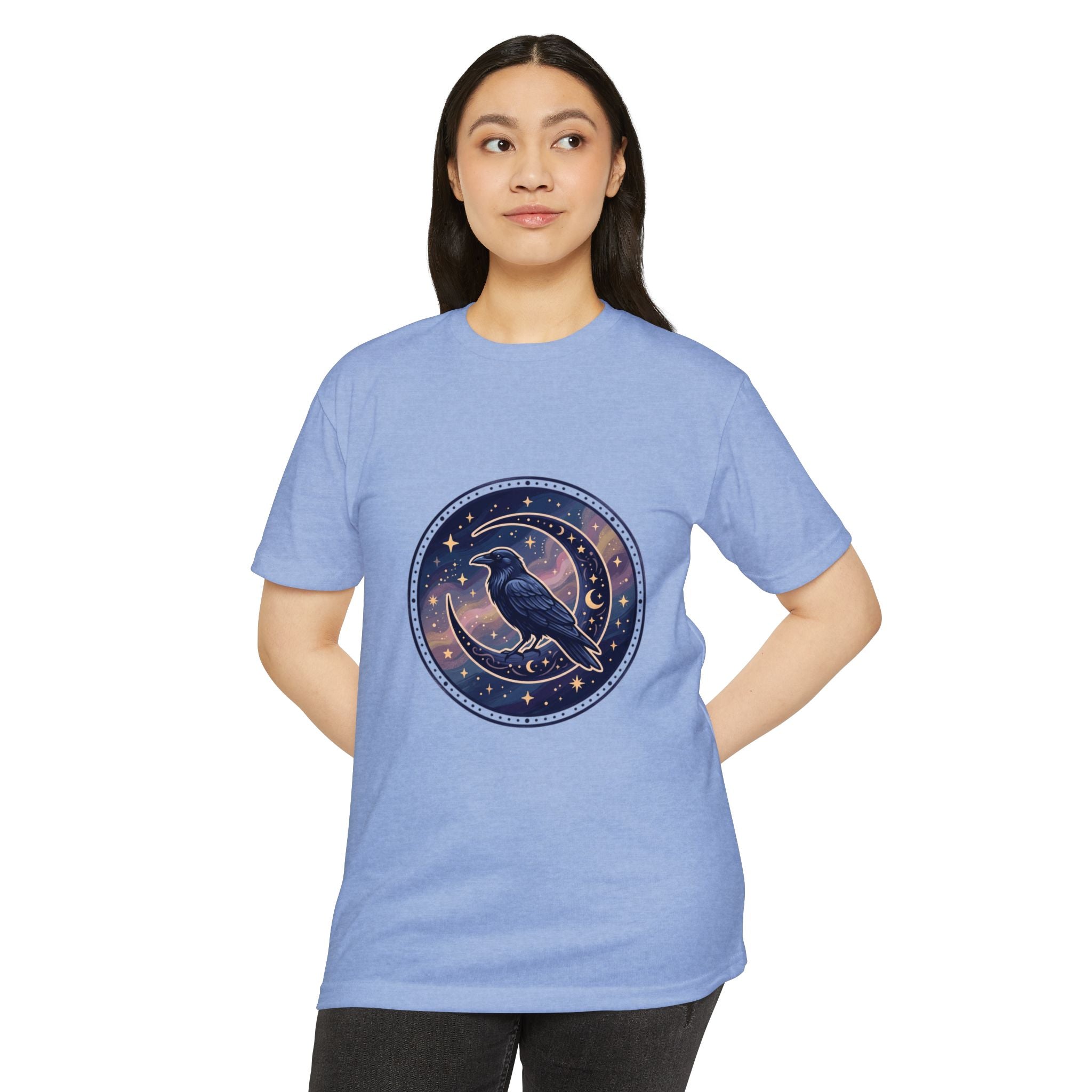 Mystic Raven Moon T-Shirt — Celestial Crow Graphic Tee