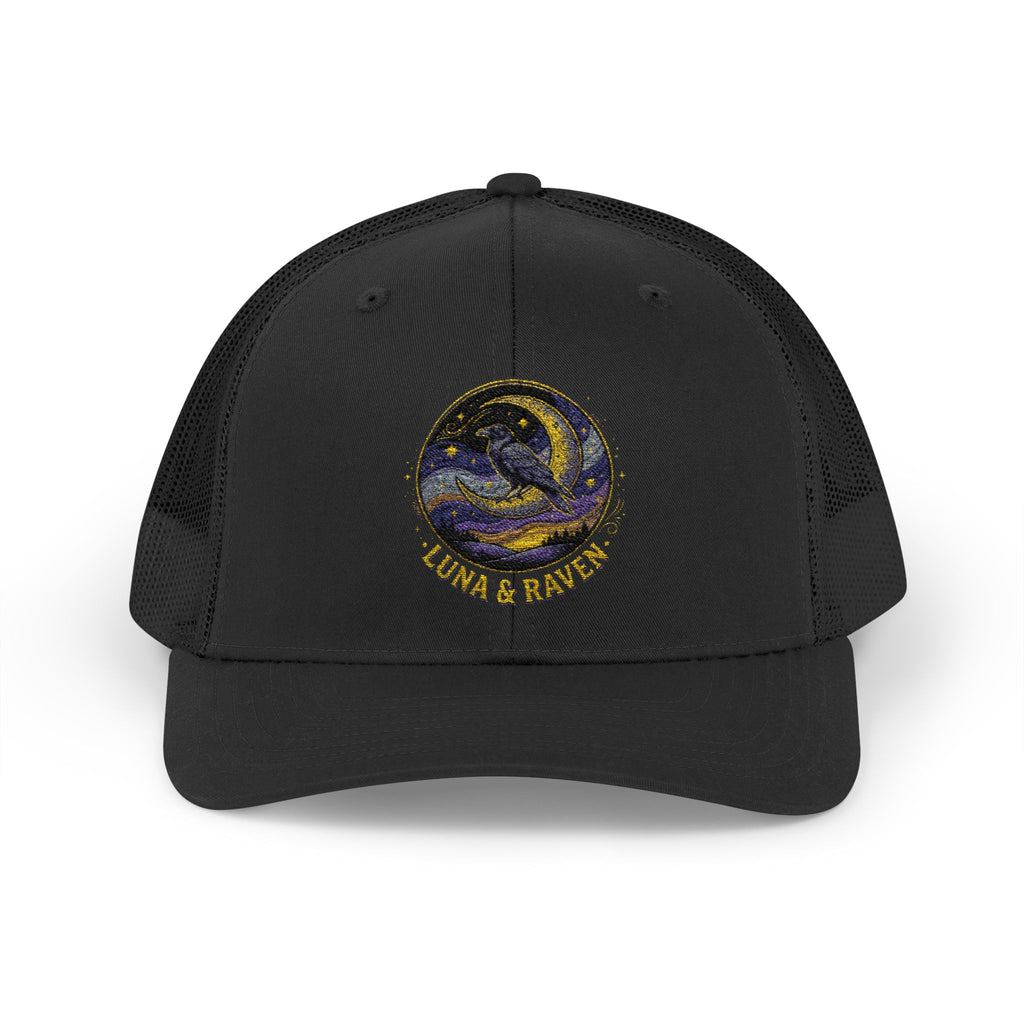 Luna & Raven Trucker Cap — Starry Night Embroidered Snapback