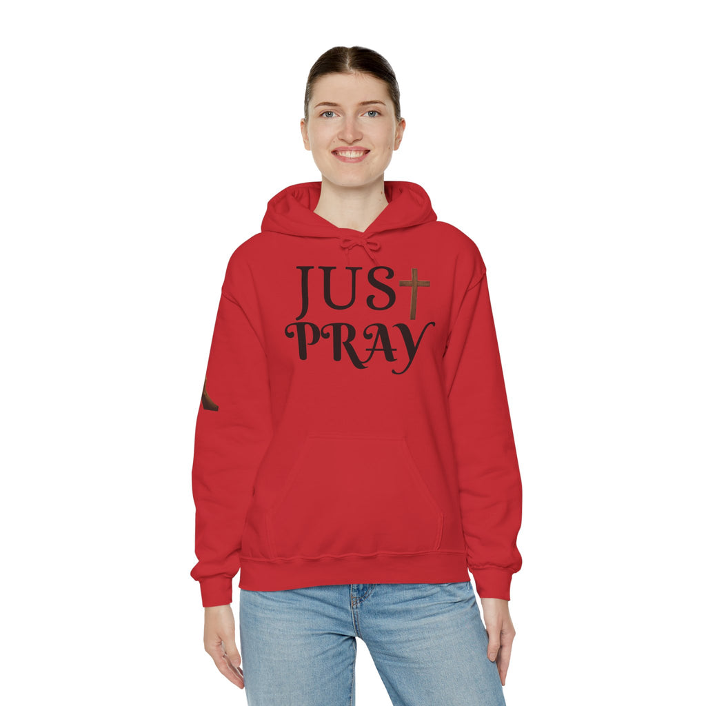 Just Pray Hoodie — Christian Faith Hoodie with Cross & Praying Hands