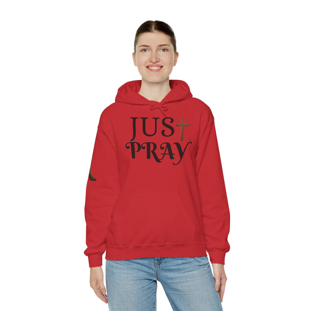 Just Pray Hoodie — Christian Faith Hoodie with Cross & Praying Hands