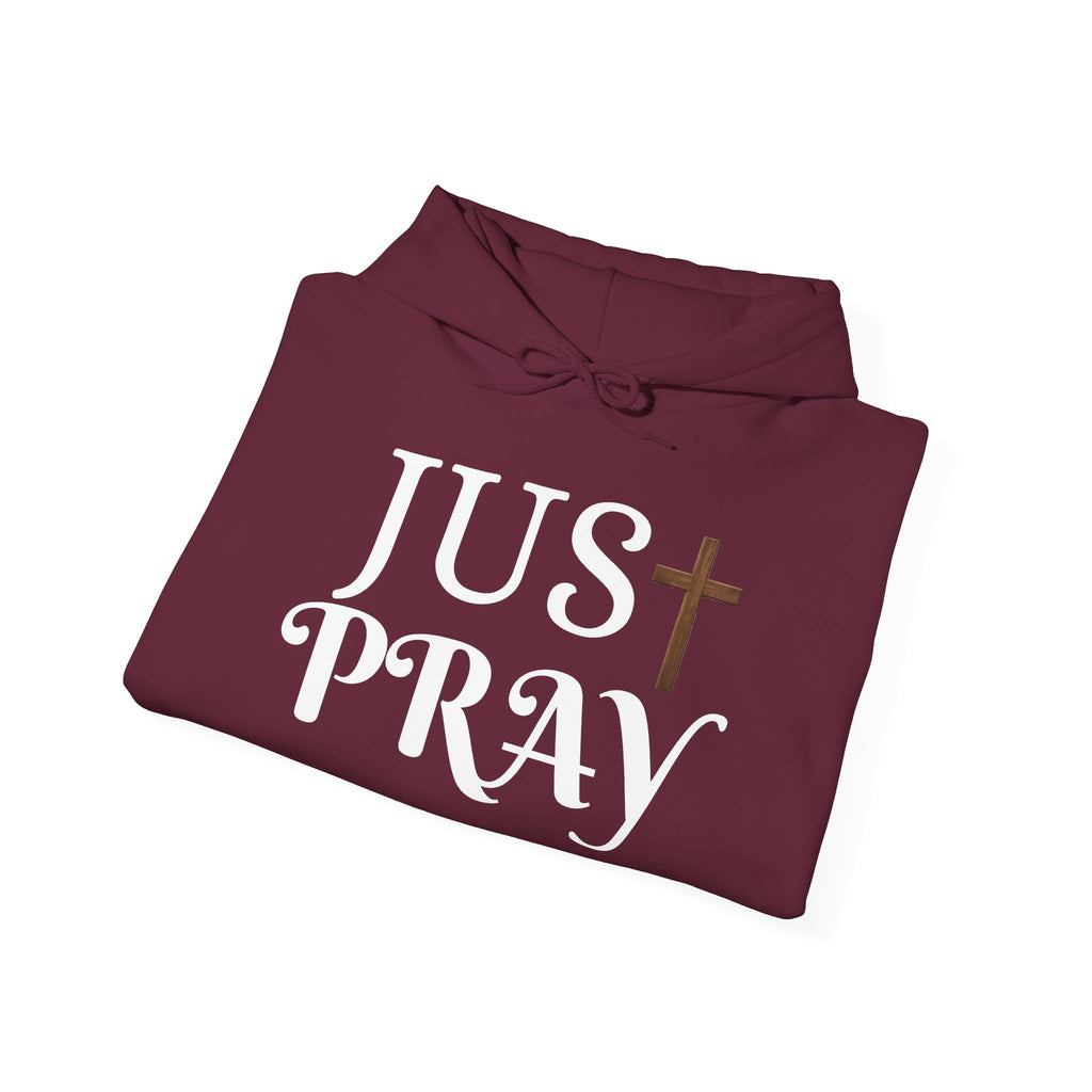 Just Pray Hoodie — Christian Faith Hoodie with Cross & Praying Hands
