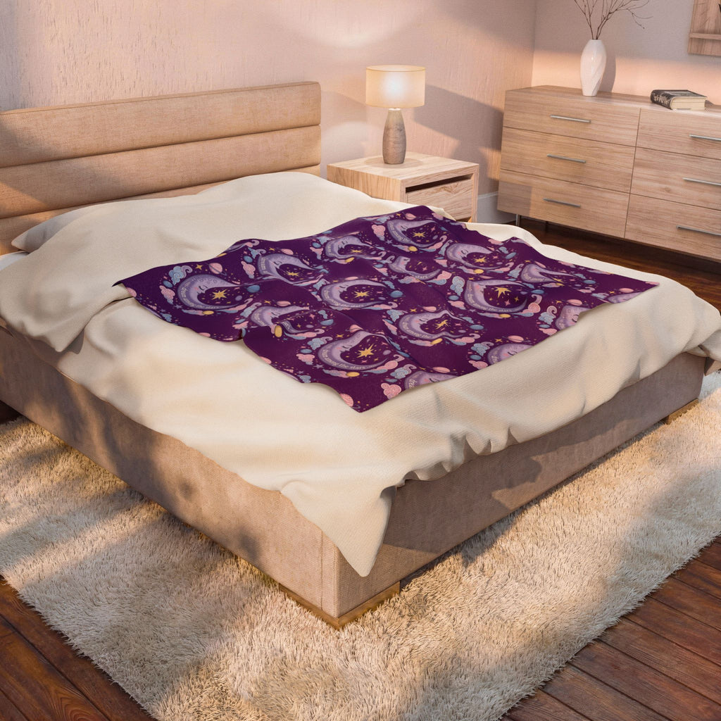 Plush Blanket — Pastel Moon & Stars Velveteen Throw