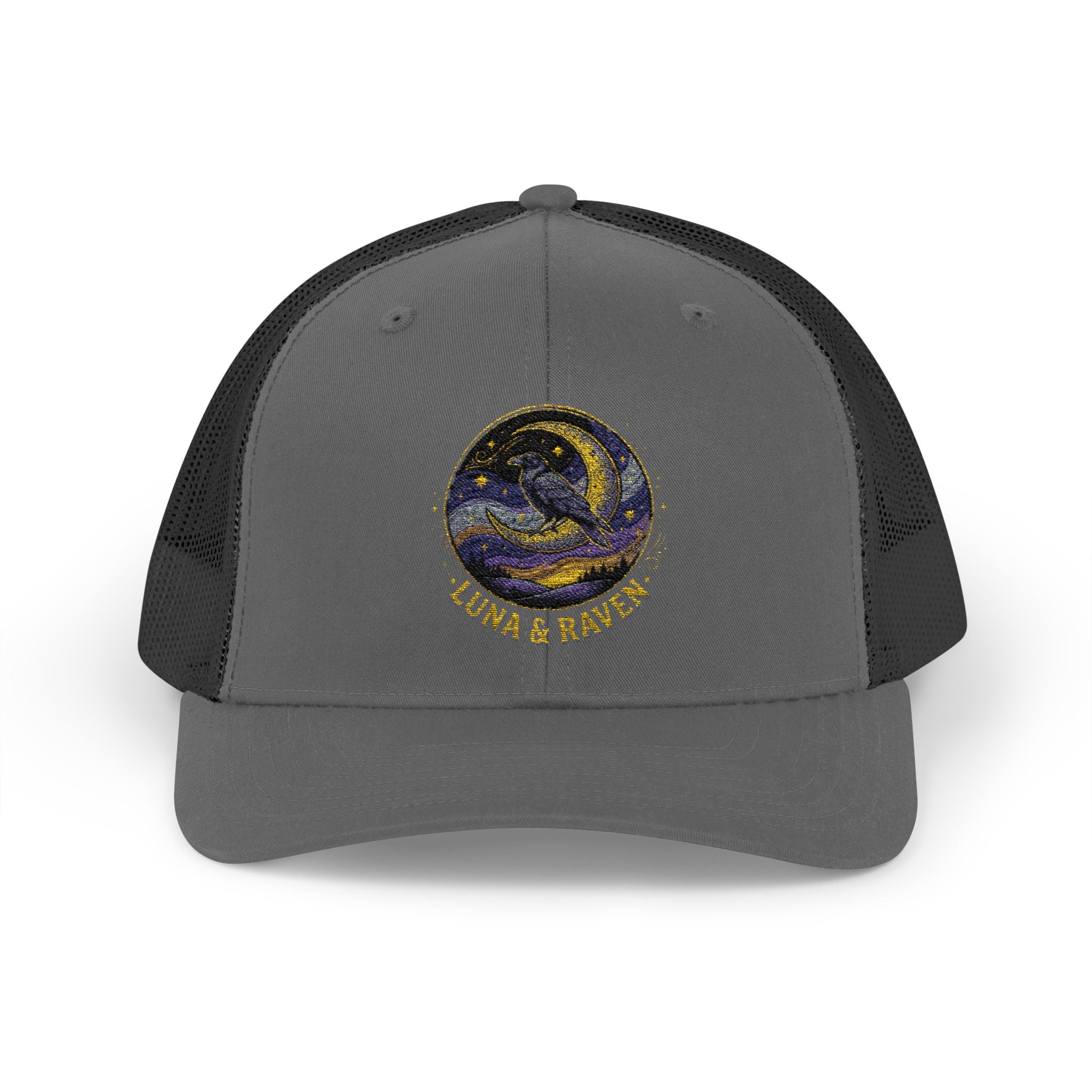 Luna & Raven Trucker Cap — Starry Night Embroidered Snapback