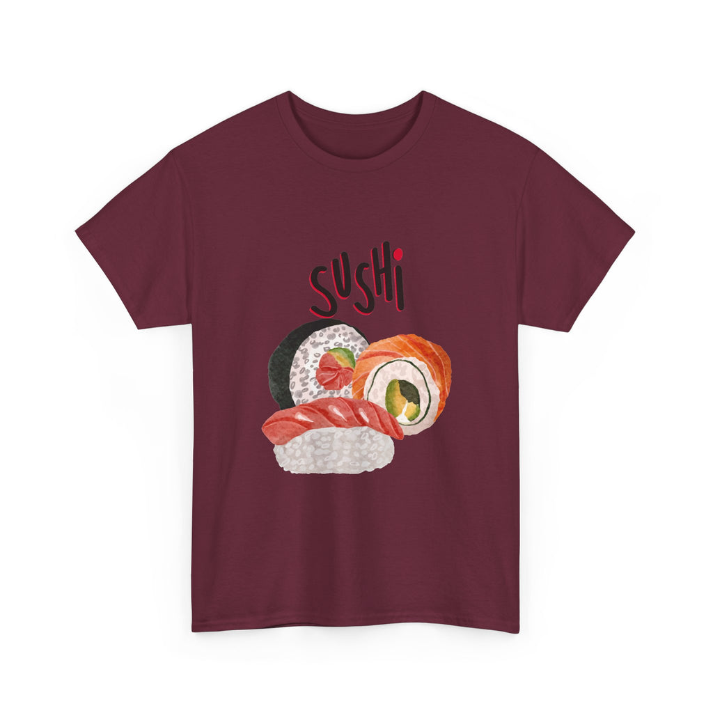 Sushi Graphic Tee — Cute Watercolor Sushi Roll & Nigiri T-Shirt
