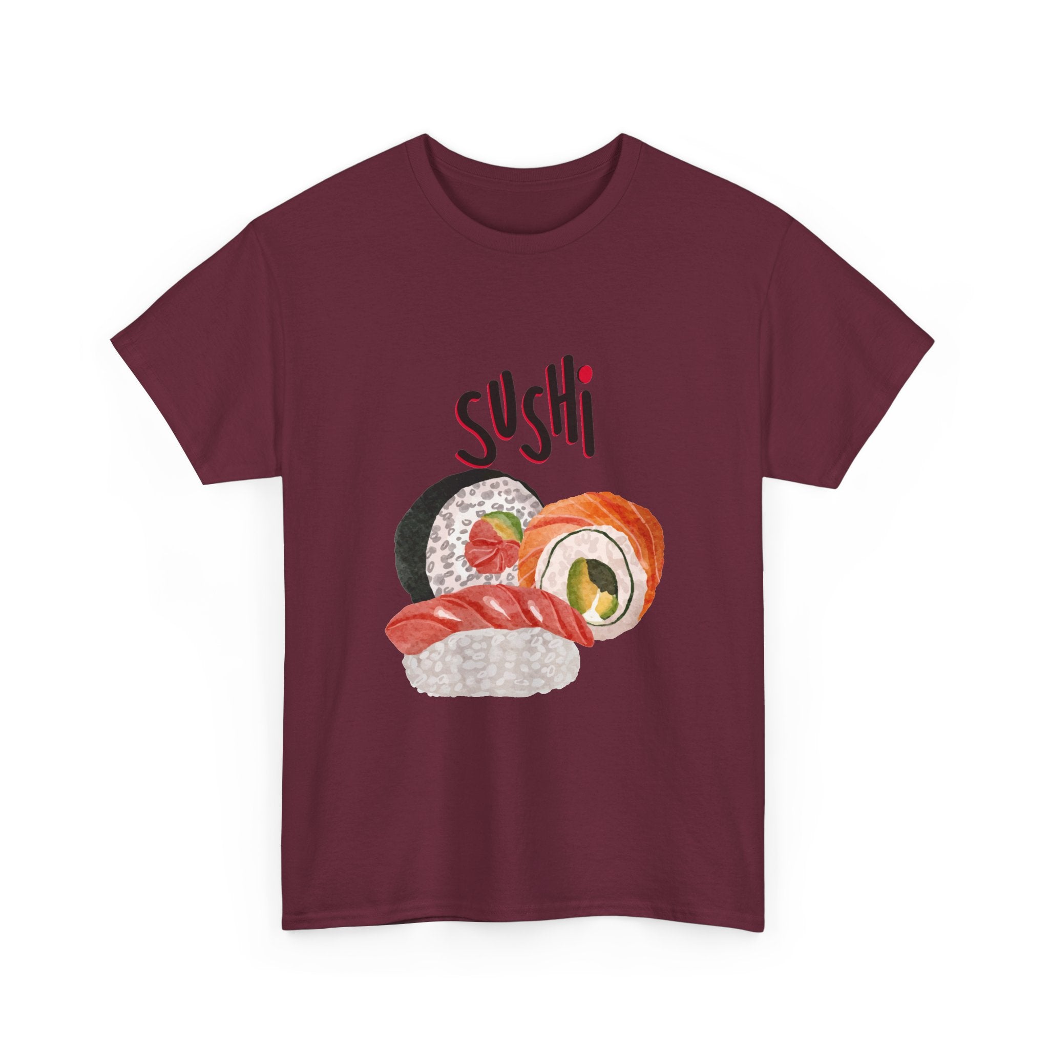 Sushi Graphic Tee — Cute Watercolor Sushi Roll & Nigiri T-Shirt