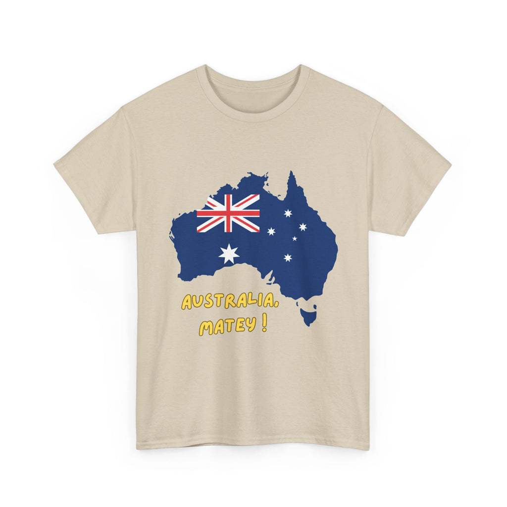 Australia Map Flag T‑Shirt – 'Australia Matey!' Patriotic Aussie Tee for Australia Day & Travel