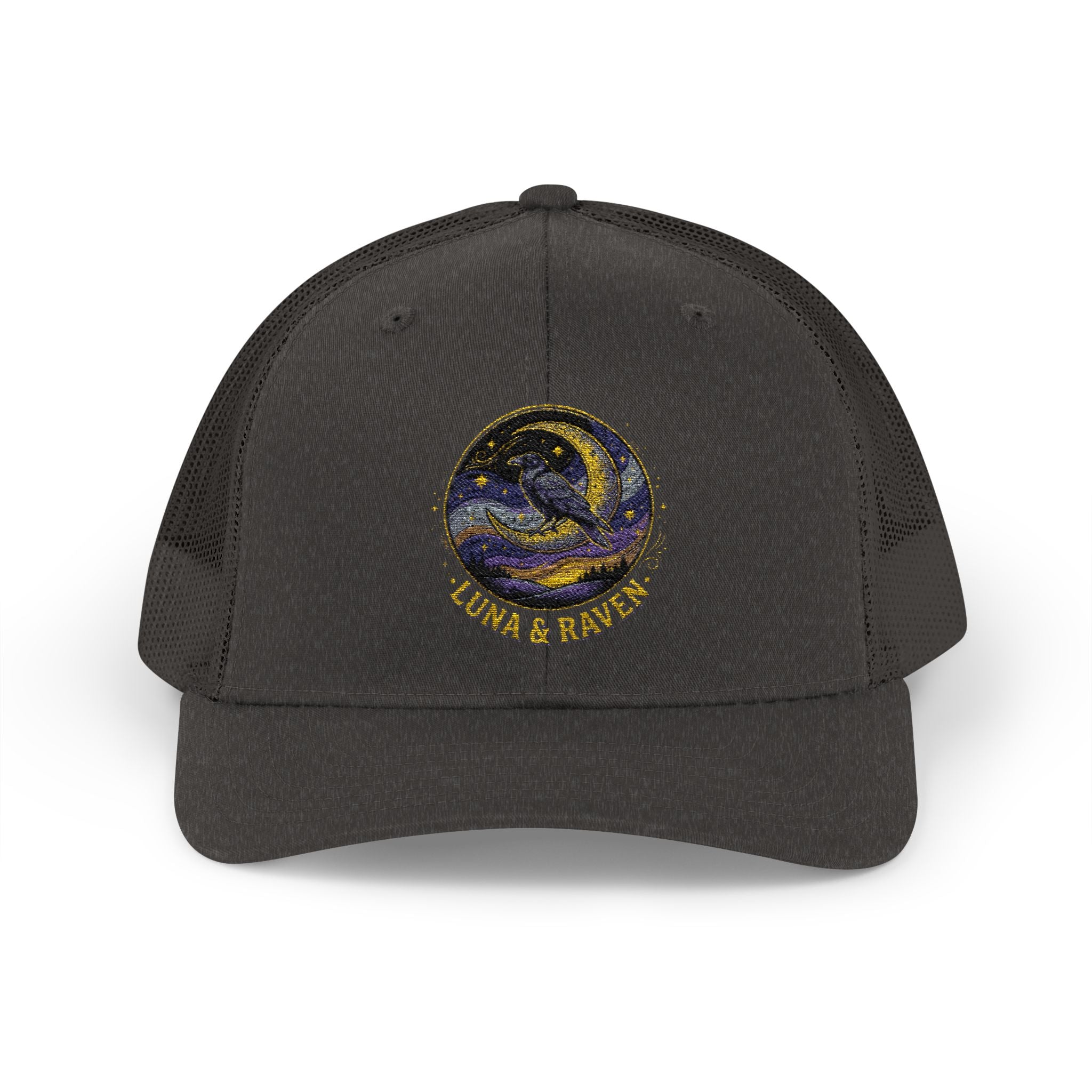 Luna & Raven Trucker Cap — Starry Night Embroidered Snapback